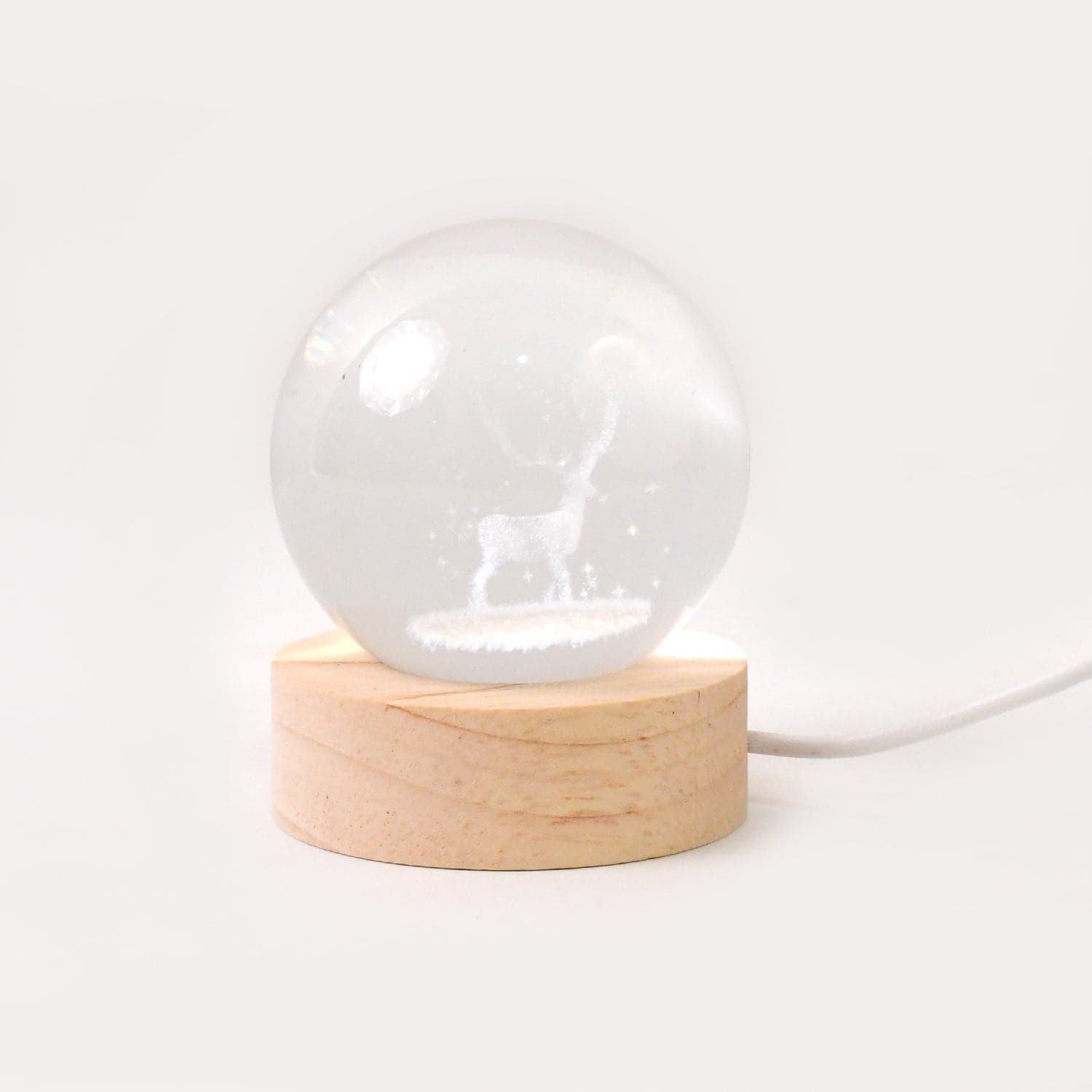 Crystal Ball Night Light Glass Ball Night Lamp with Wood Base thumbnail 5