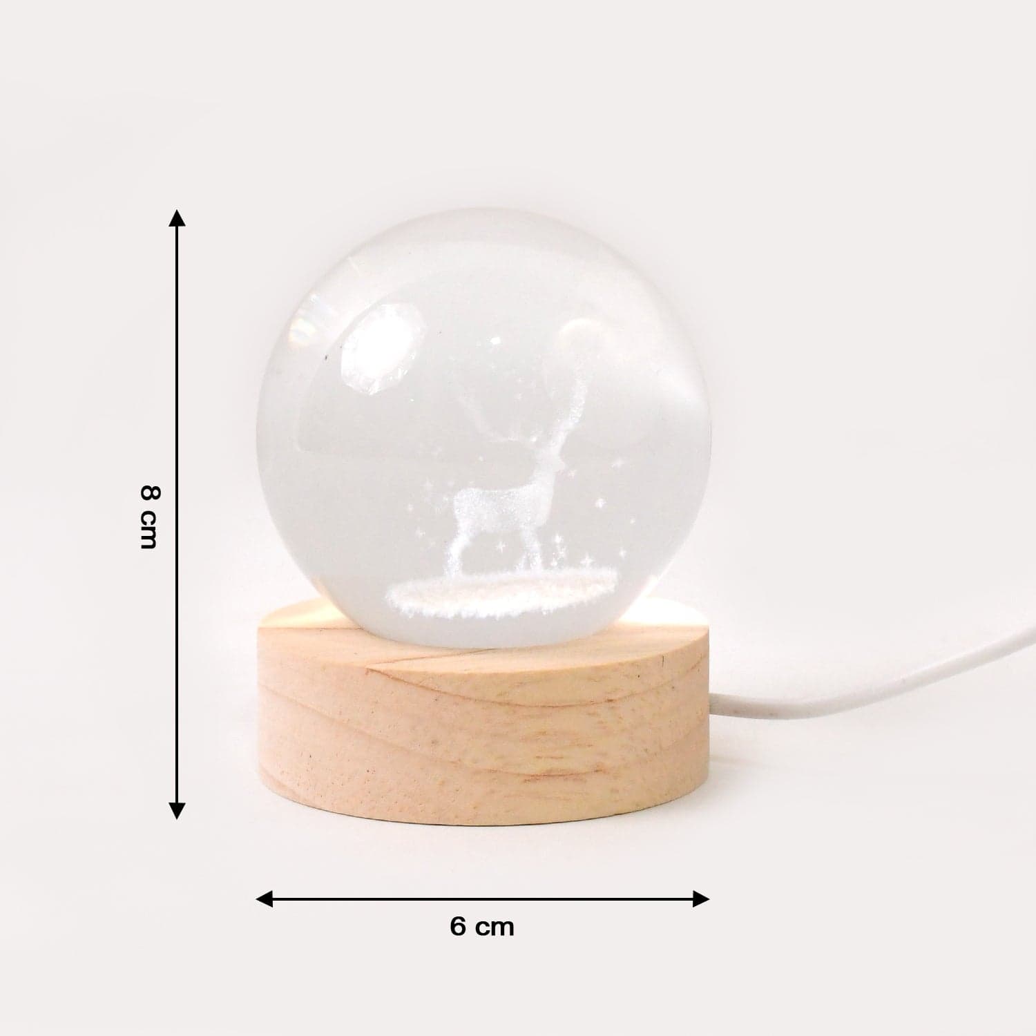 Crystal Ball Night Light Glass Ball Night Lamp with Wood Base thumbnail 6