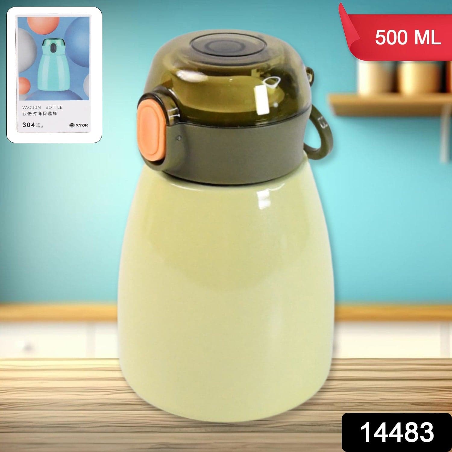 Vacuum Insulation Flask Bottle with Straw for Sports Adult Children (Approx 480ml) thumbnail 2