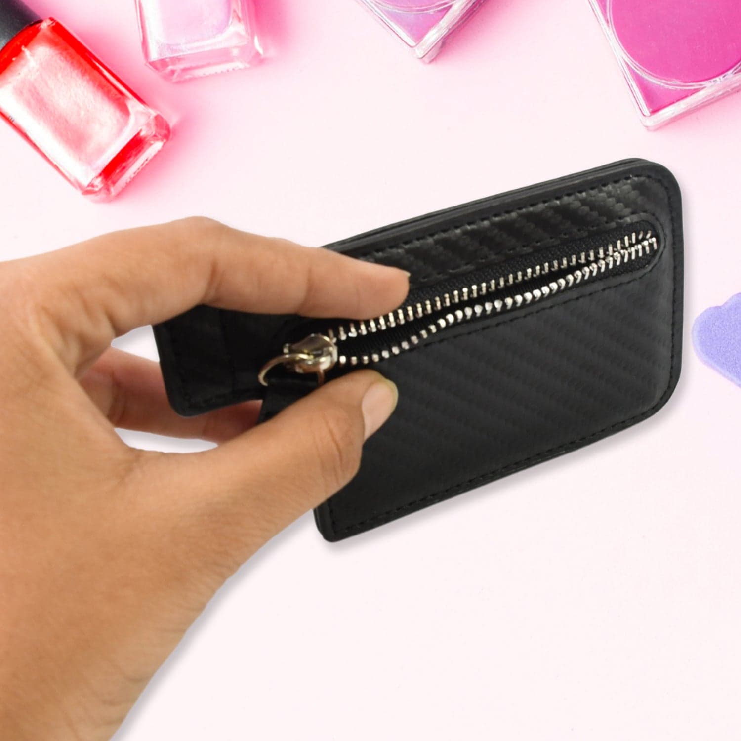 14588 Black Adhesive Phone Card Holder 1Pc thumbnail 3