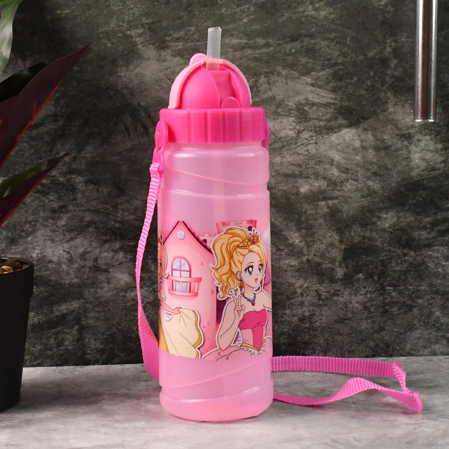 Cartoon Princess Printed Water Bottle For Kids thumbnail 2