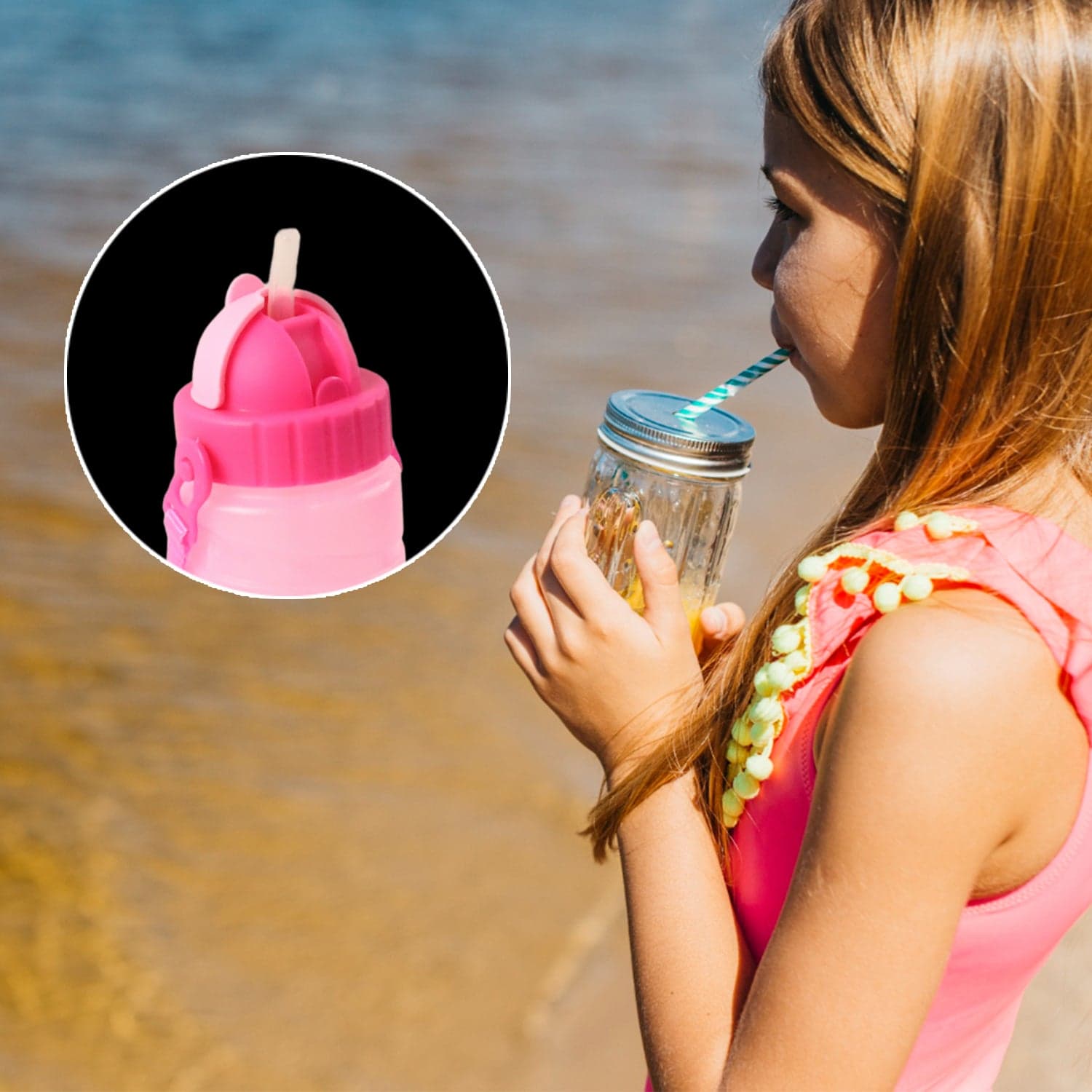 Cartoon Princess Printed Water Bottle For Kids thumbnail 3