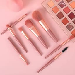 8-Piece Mini Makeup Brush Kit of Portable Premium Synthetic Set with Case (Mix Colors)