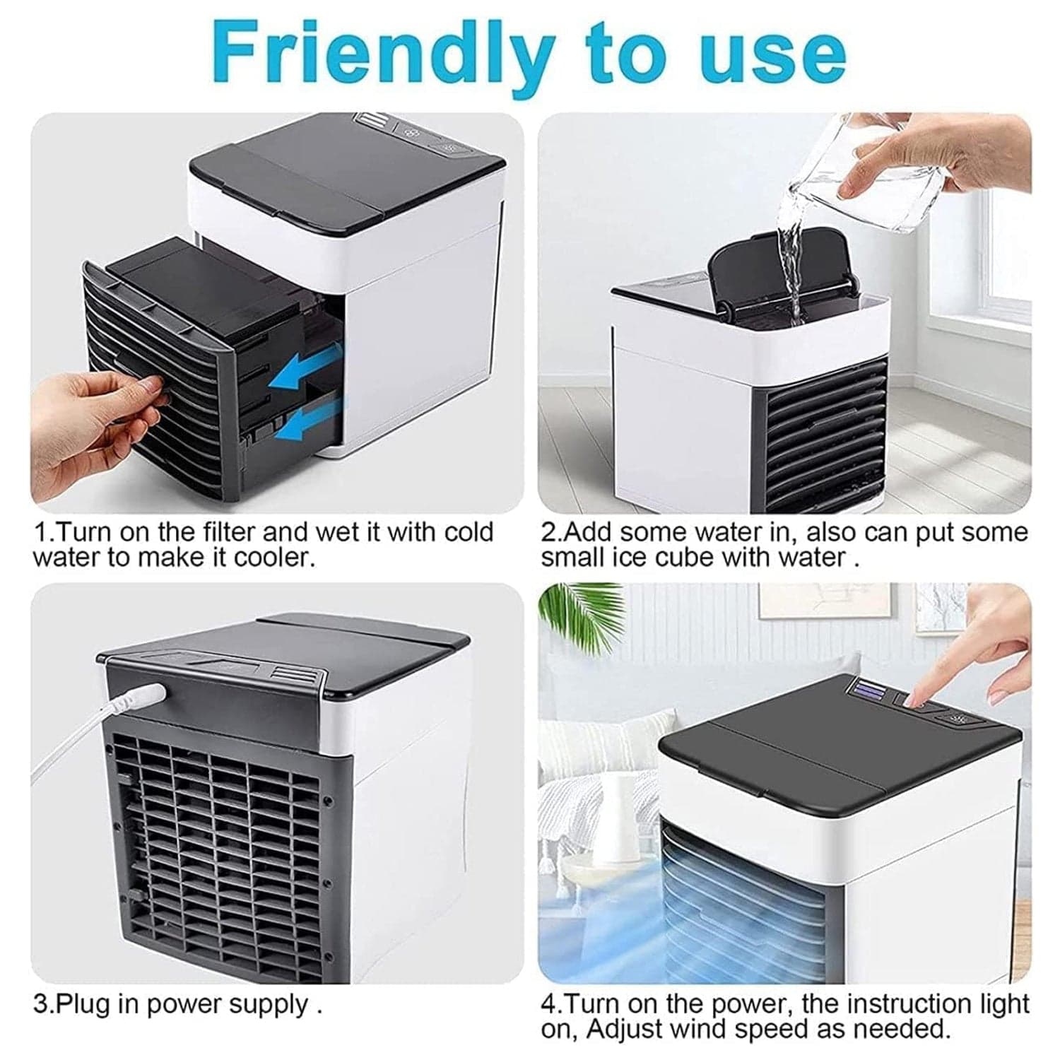Mini Portable Air Cooler with LED Light & Water Fill thumbnail 6