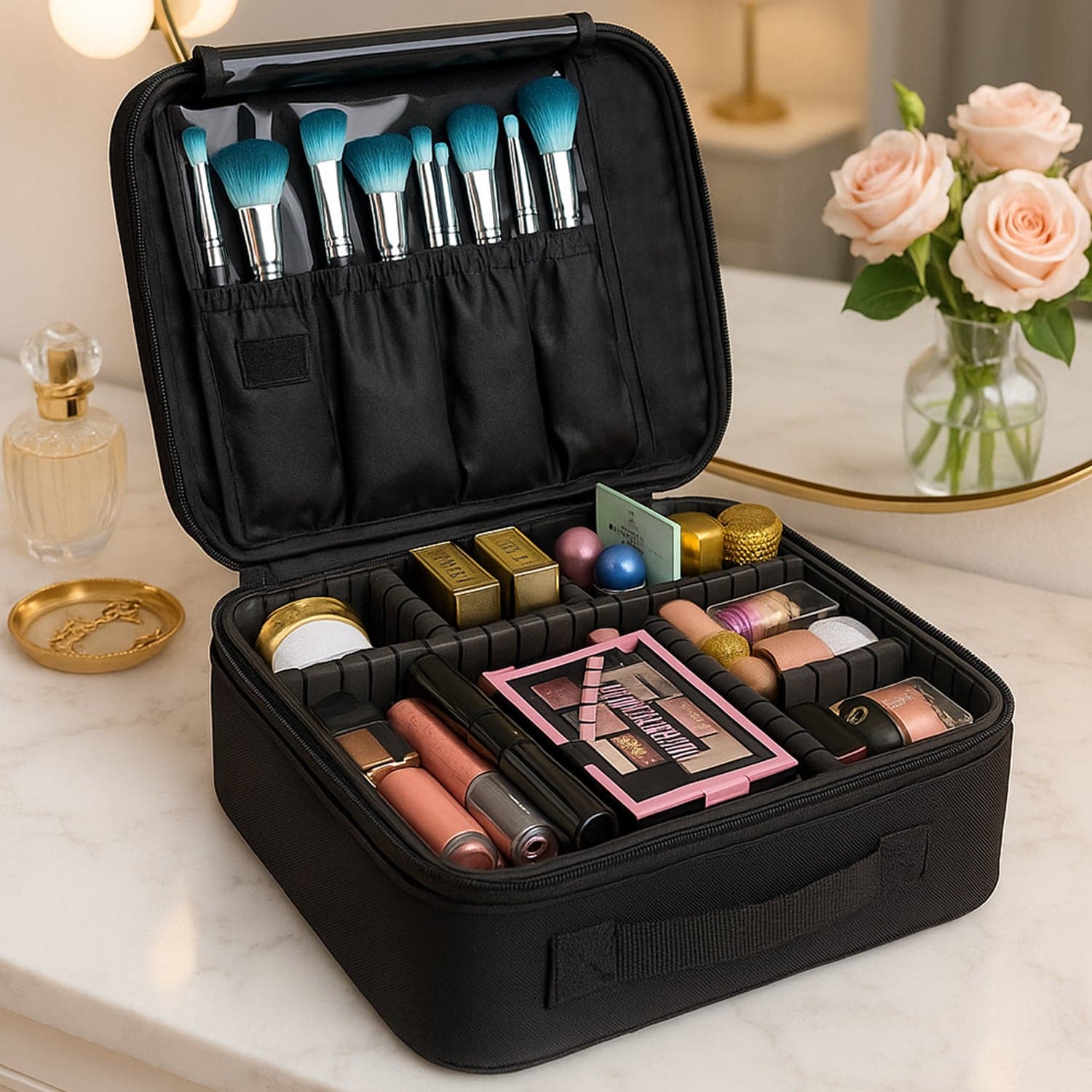 Black Premium Led Light Makeup Organizer Box 1 Pc thumbnail 3