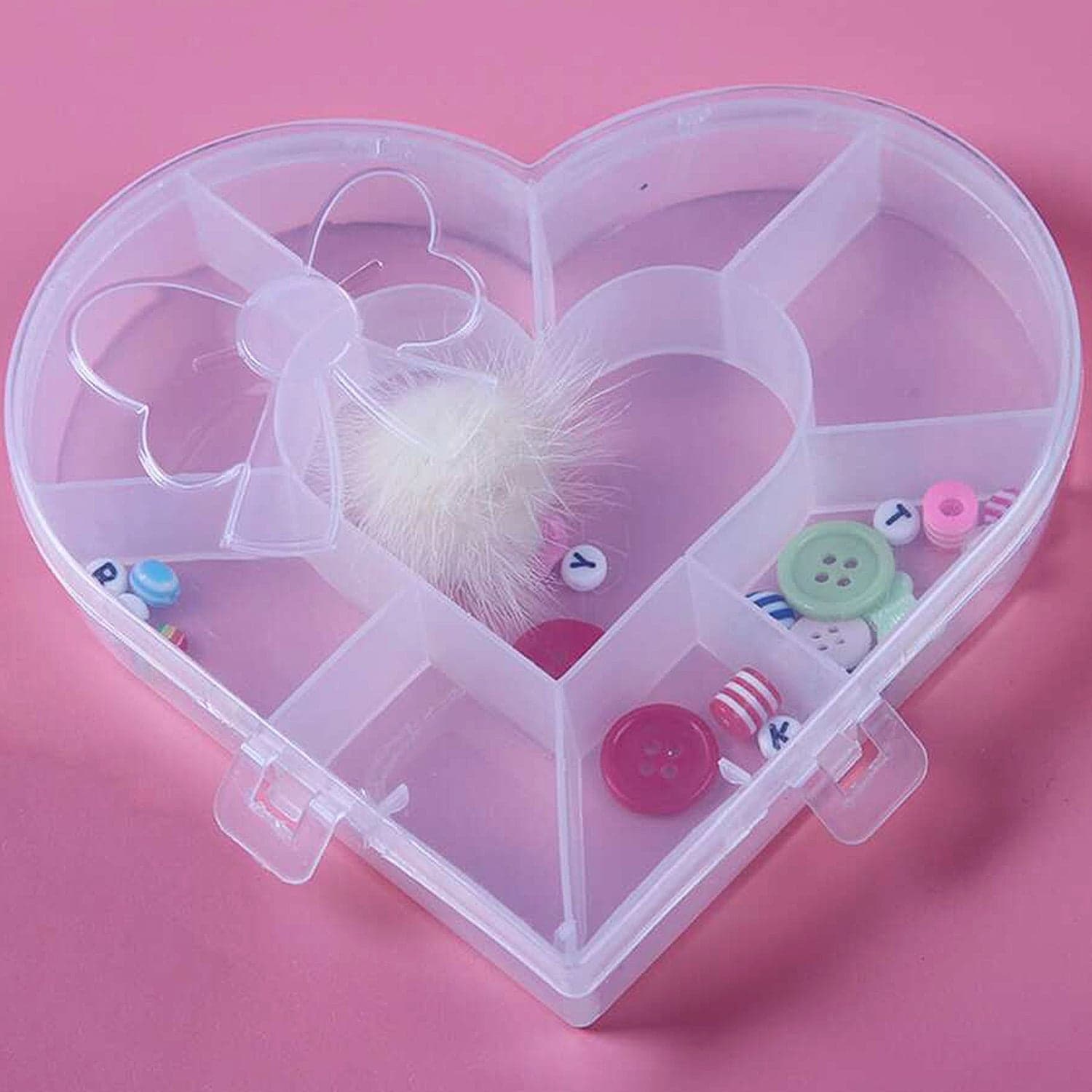 Heart Shaped Plastic Bead Storage Organizer Box 1 Pc thumbnail 3