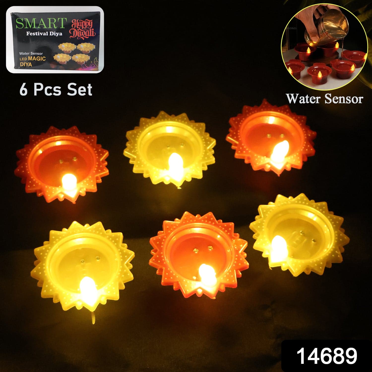 Water Sensor Led Diya Set 6 Pc thumbnail 1