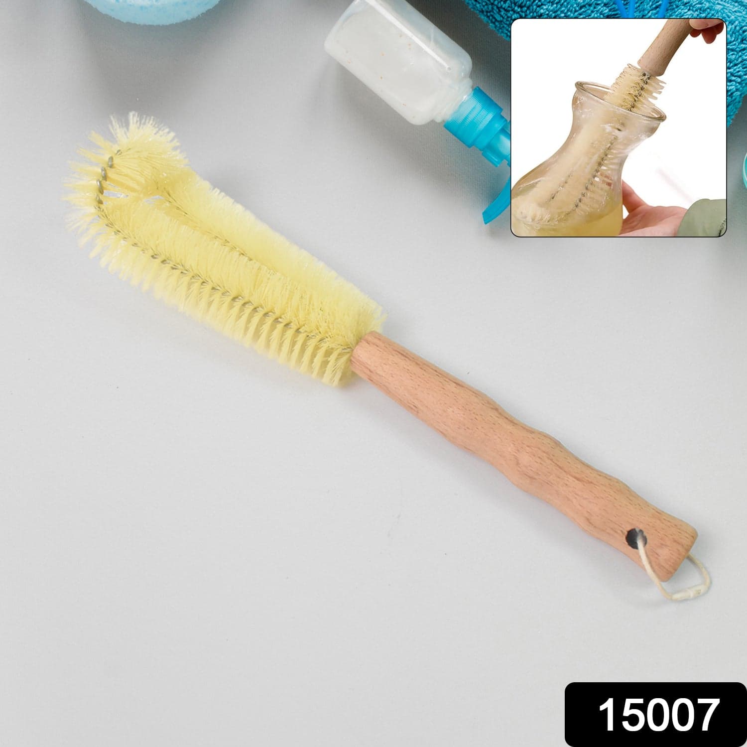 13 Inch Bottle Brush Bristle Brush With  Wood Handle thumbnail 2