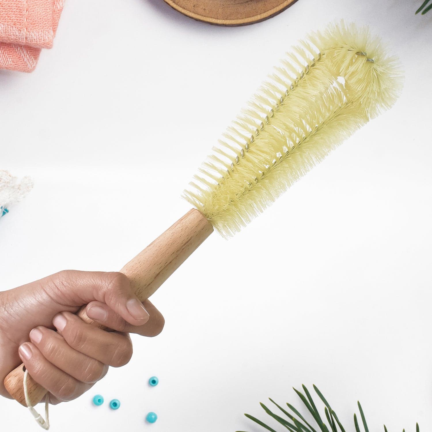 13 Inch Bottle Brush Bristle Brush With  Wood Handle thumbnail 4