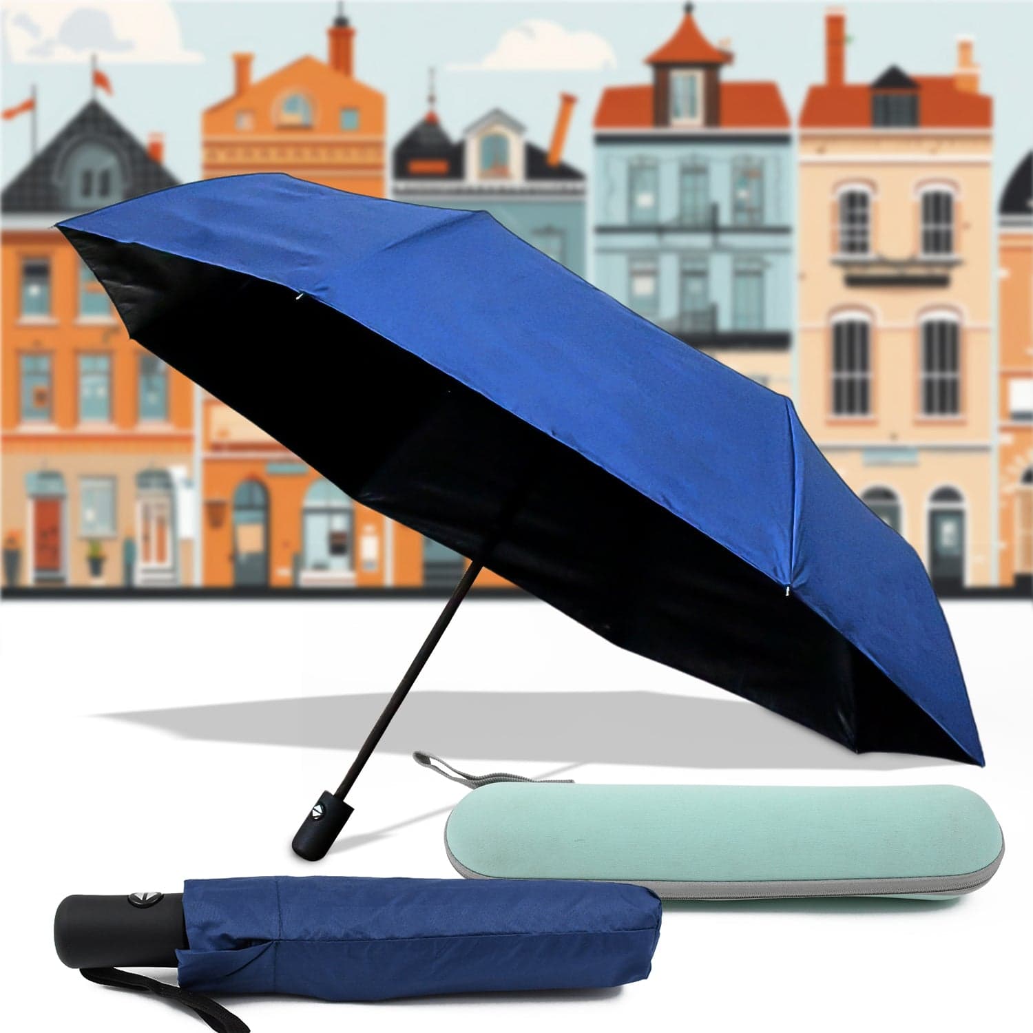 2-Fold Manual Open Umbrella (Umbrella With Case / 1 Set / Mix Color) thumbnail 1