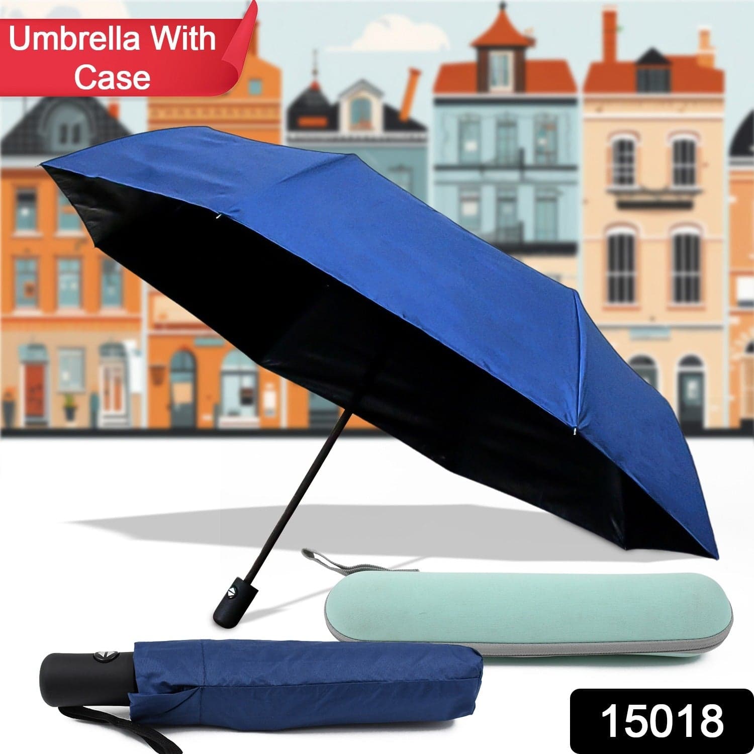 2-Fold Manual Open Umbrella (Umbrella With Case / 1 Set / Mix Color) thumbnail 2