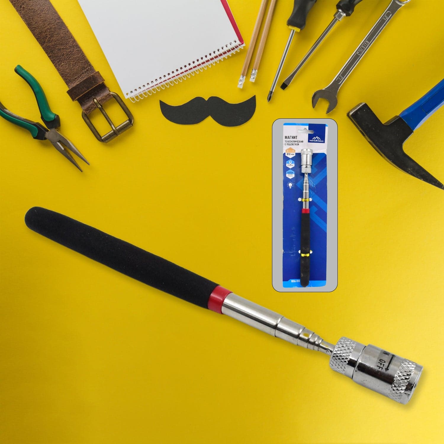 1 Pc Telescopic Pick up Tool Magnetic Mini LED Magnet Tool thumbnail 1