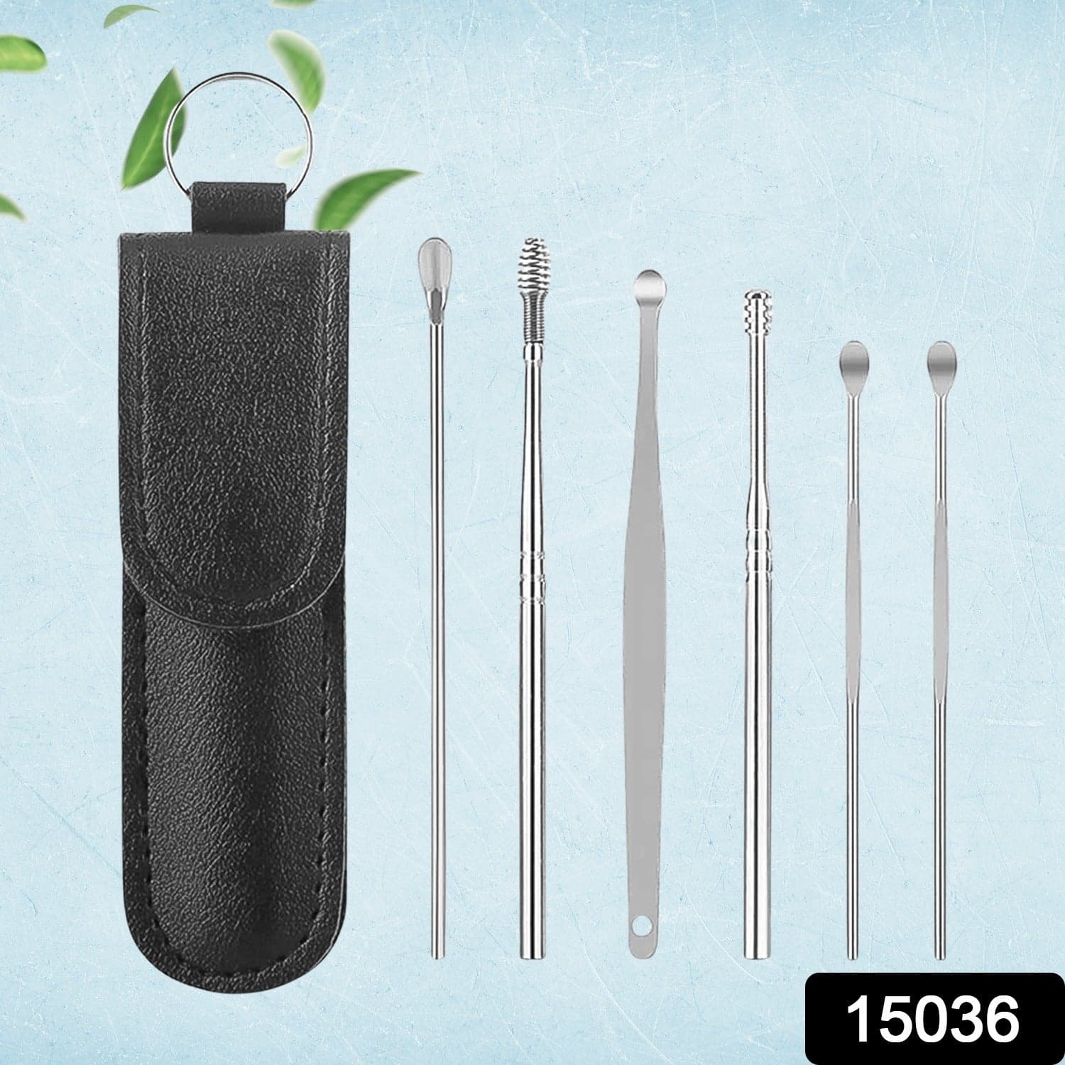 6-in-1 Ear Wax Cleaner- Resuable Ear Cleaning Tools Leather Pouch thumbnail 2