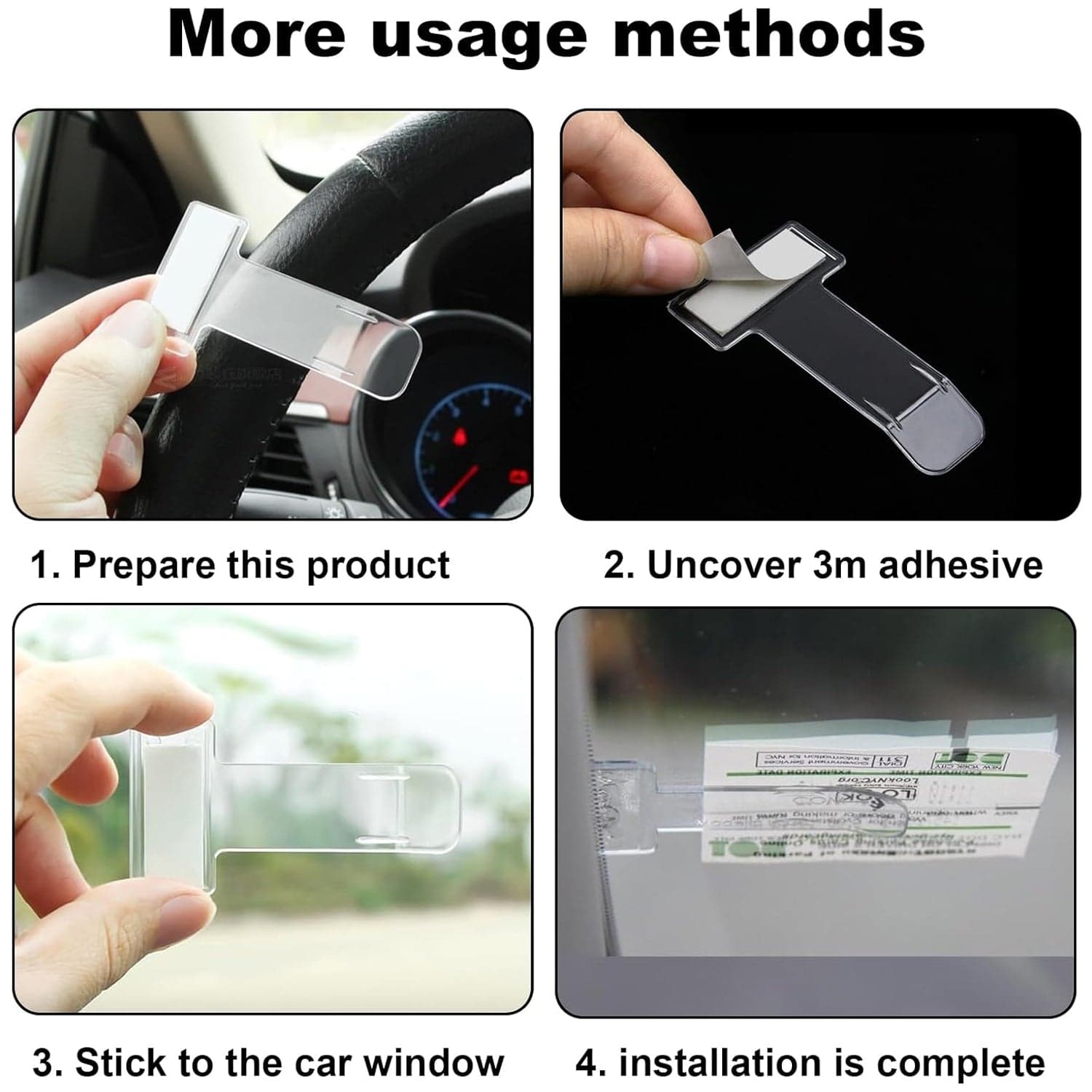 Windscreen cardholder, Fastag Stand, Transparent Ticket Holder Car (2 Pc Set) thumbnail 5