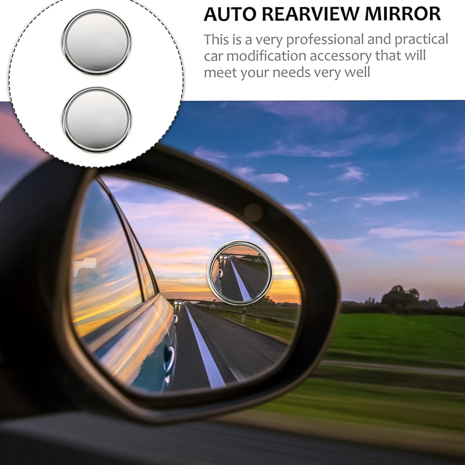 Car Blind Spot Side Mirror Round HD Glass Blindspot Mirror (2 Pcs Set) thumbnail 5