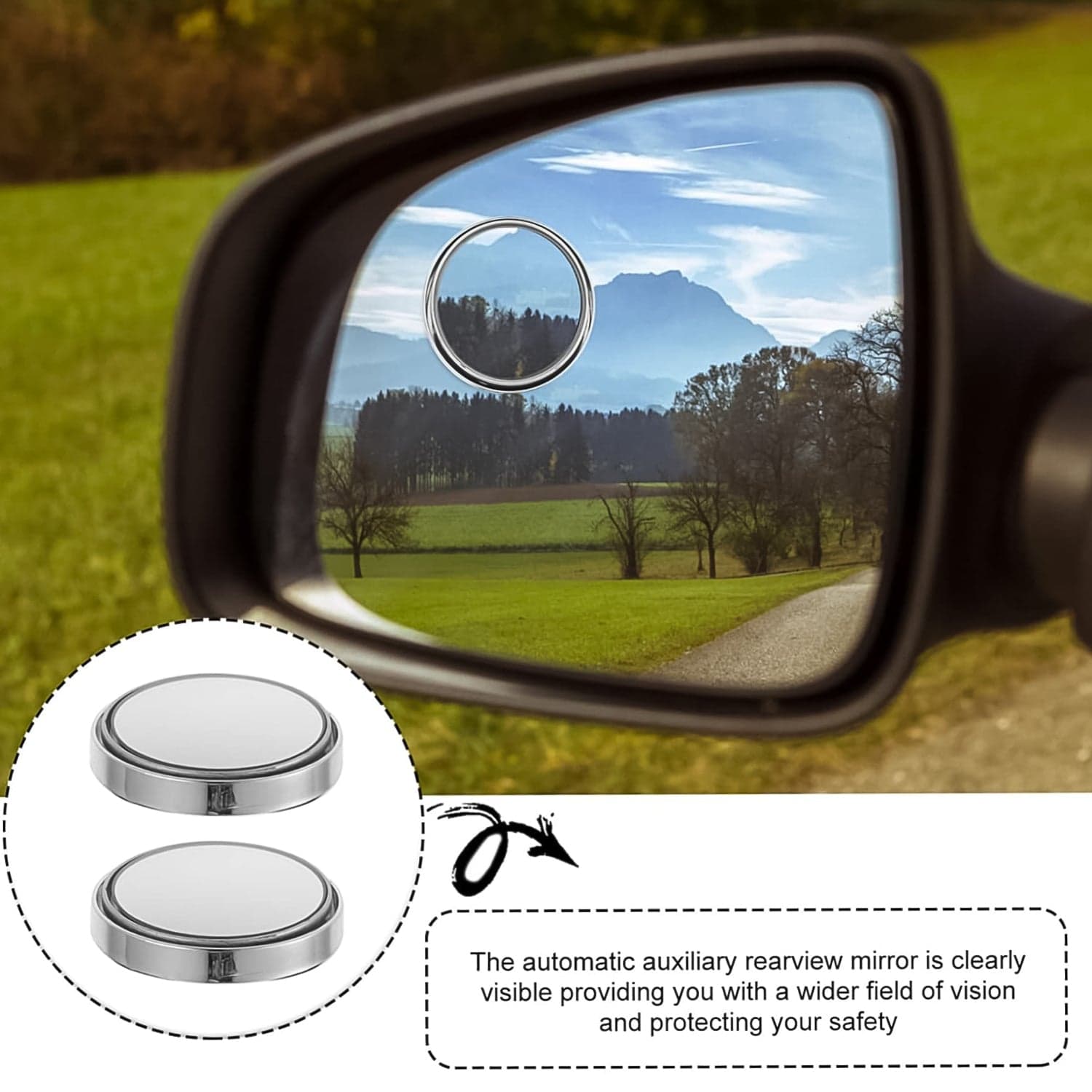 Car Blind Spot Side Mirror Round HD Glass Blindspot Mirror (2 Pcs Set) thumbnail 6