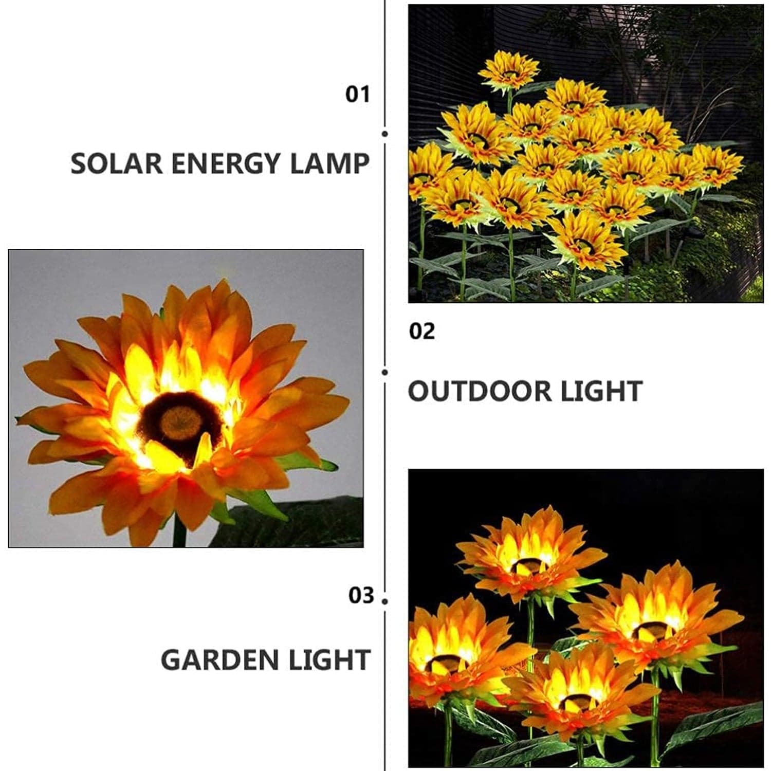 Garden Solar Sunflower Outdoor LED Light Inserted Ground Simulation Plant (4 Pcs Set) thumbnail 3