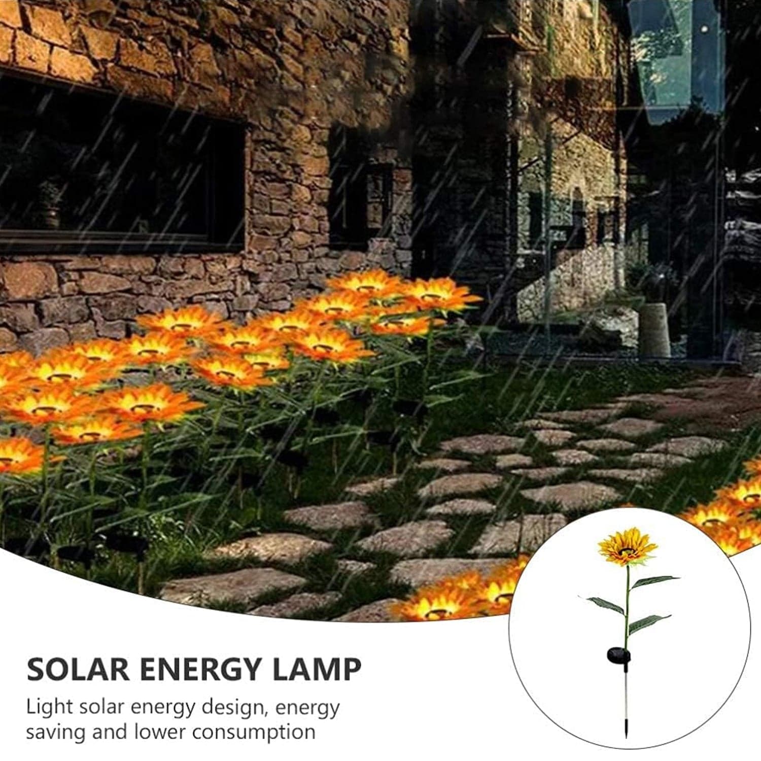 Garden Solar Sunflower Outdoor LED Light Inserted Ground Simulation Plant (4 Pcs Set) thumbnail 4