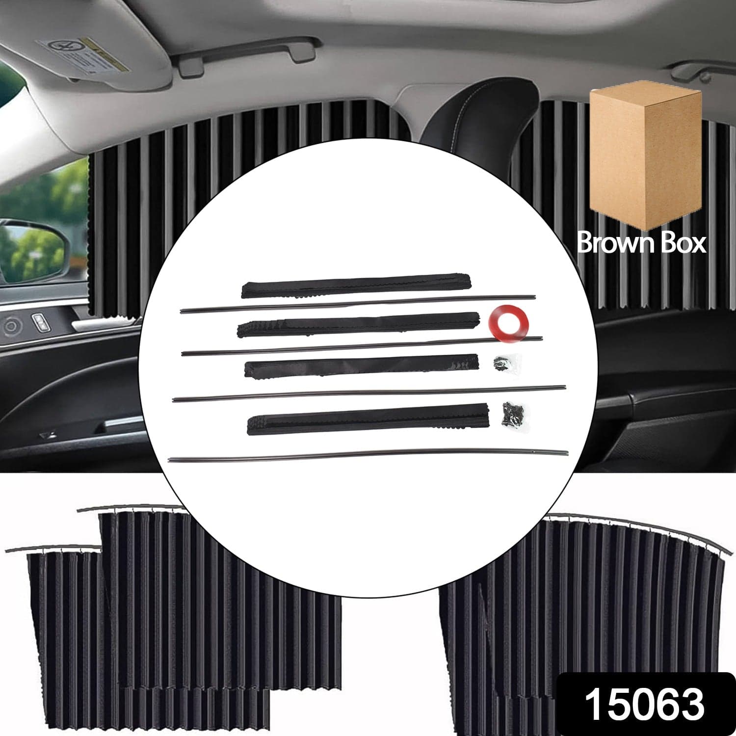 Car Window Curtain Sunshade | 4 Pcs Set with Hooks & Tapes thumbnail 2