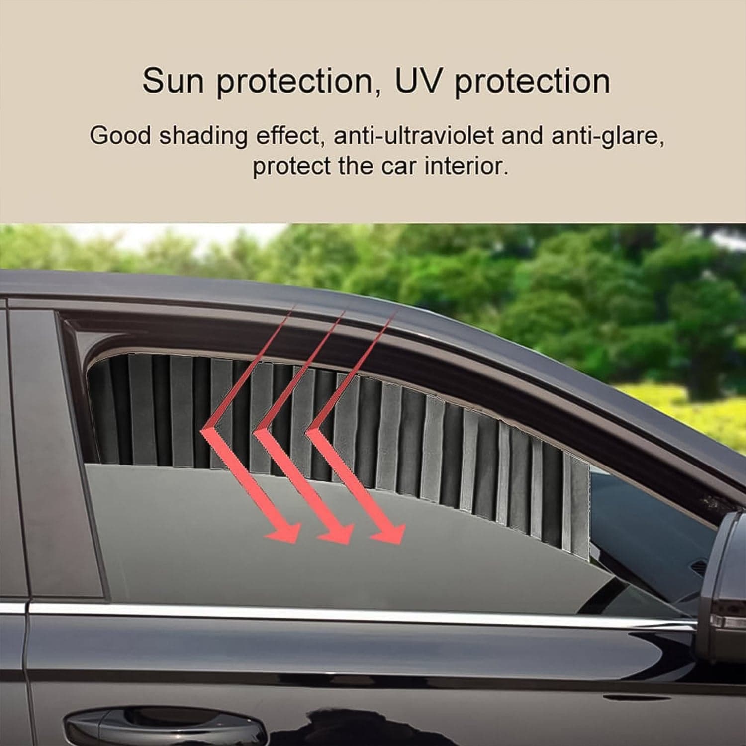 Car Window Curtain Sunshade | 4 Pcs Set with Hooks & Tapes thumbnail 4