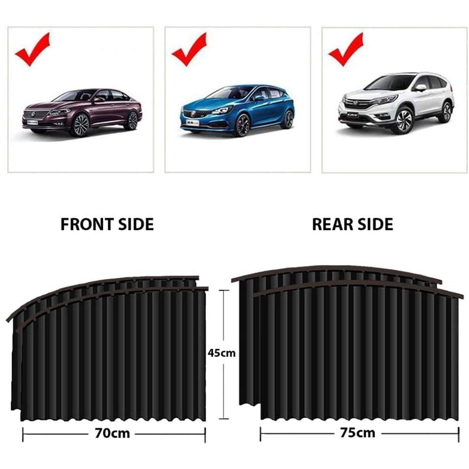 Car Window Curtain Sunshade | 4 Pcs Set with Hooks & Tapes thumbnail 6