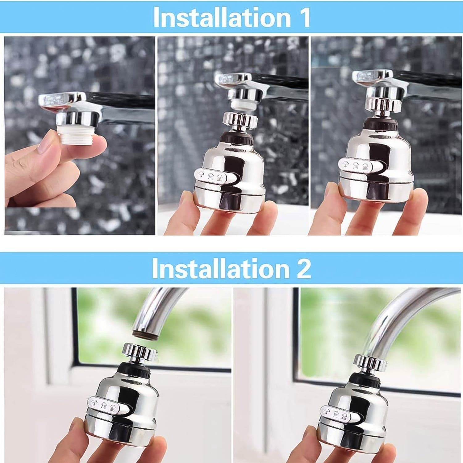 Faucet Sprayer Head, 360° Rotatable Faucet Extension (1 Set) thumbnail 4