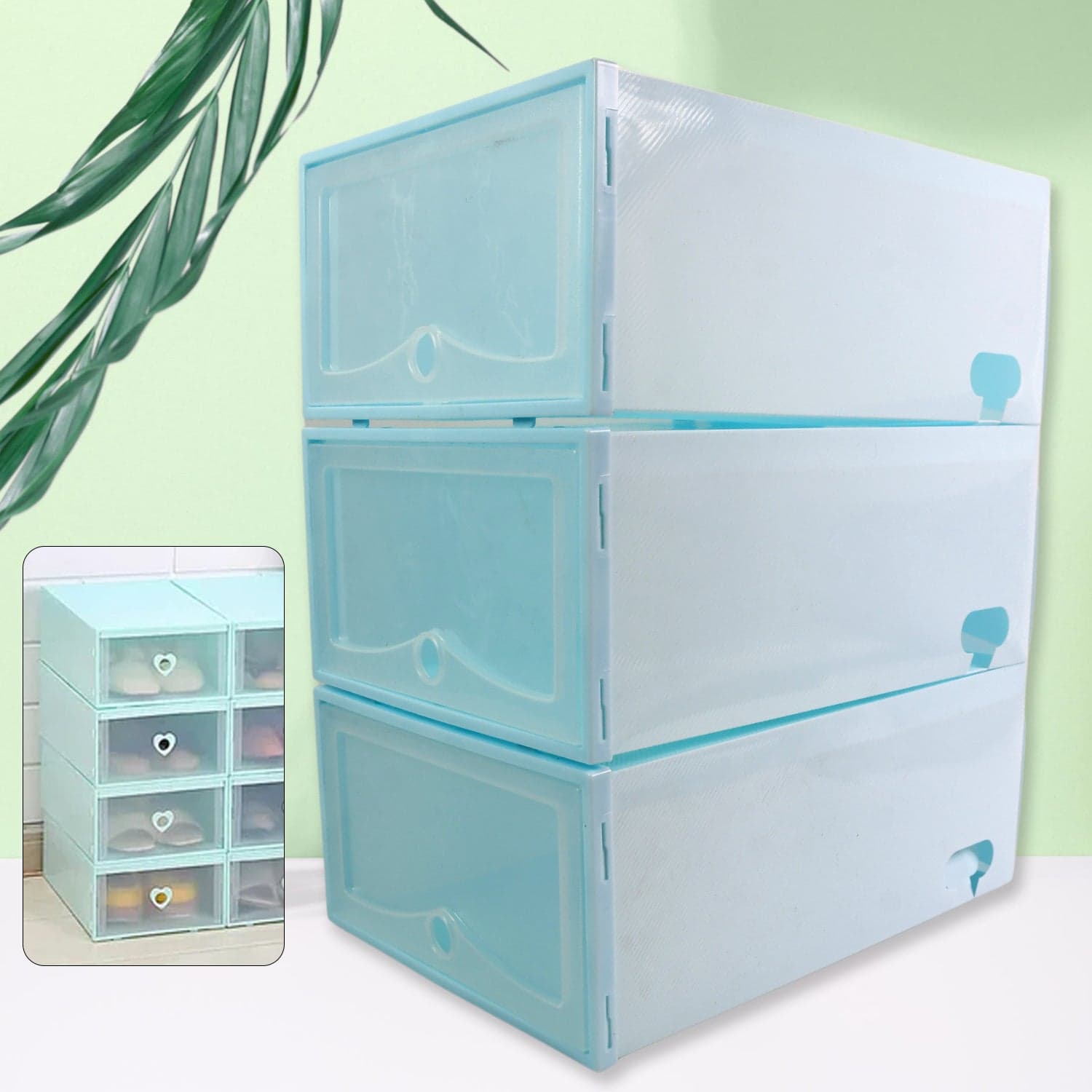 3 Layer Plastic Shoes Storage Box, Stackable Shoe Storage (1 Set / 3 Layer Set) thumbnail 1