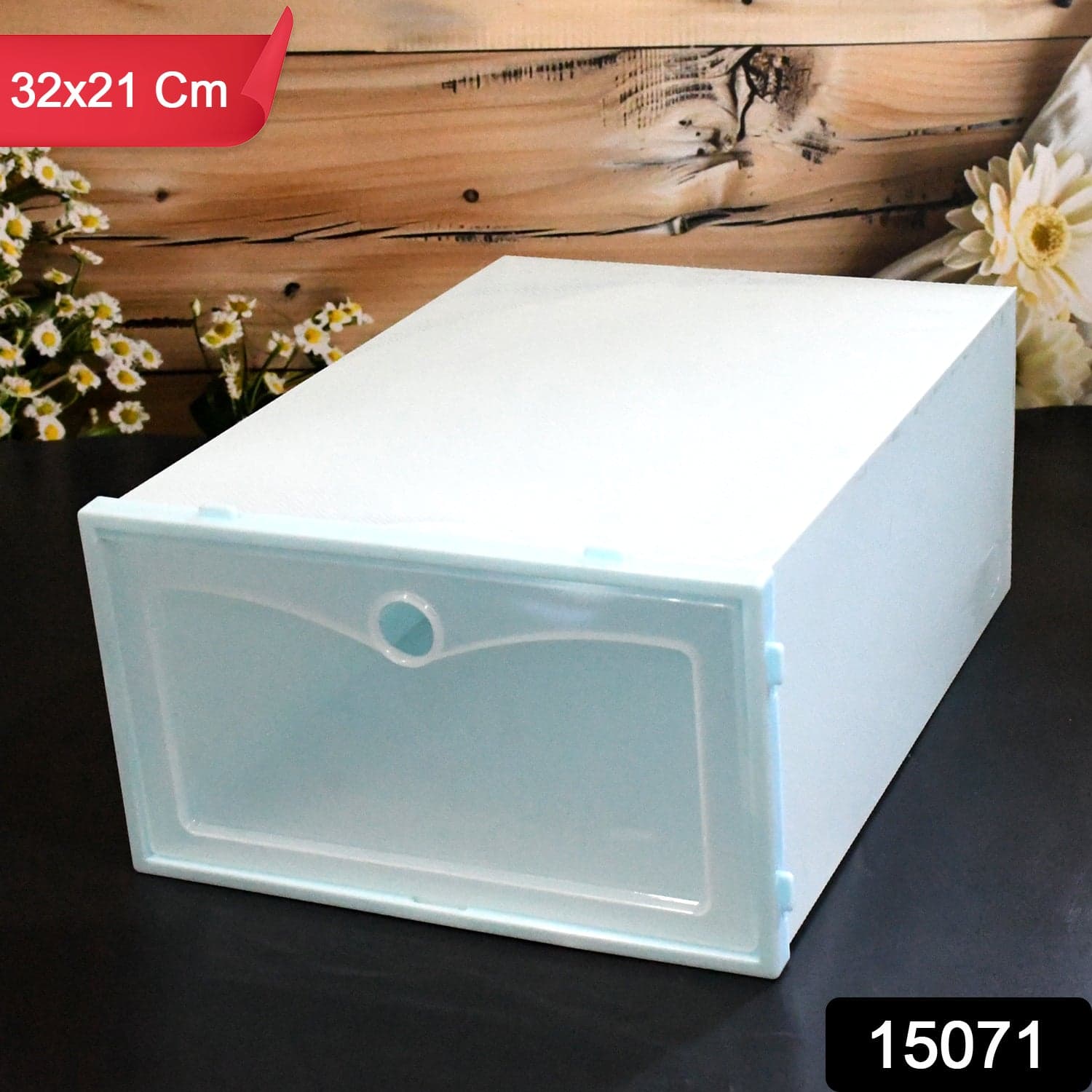 1 Layer Plastic Shoes Storage Box, Stackable Shoe Storage (1 pc / 32x21x12 CM) thumbnail 2