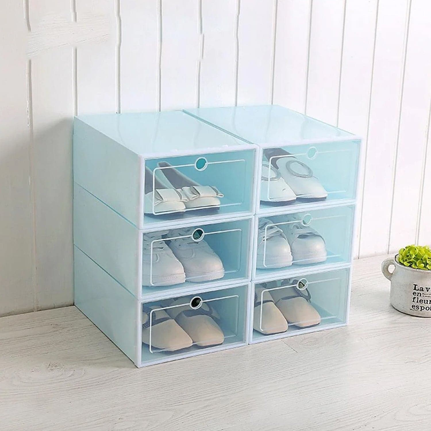 1 Layer Plastic Shoes Storage Box, Stackable Shoe Storage (1 pc / 32x21x12 CM) thumbnail 4