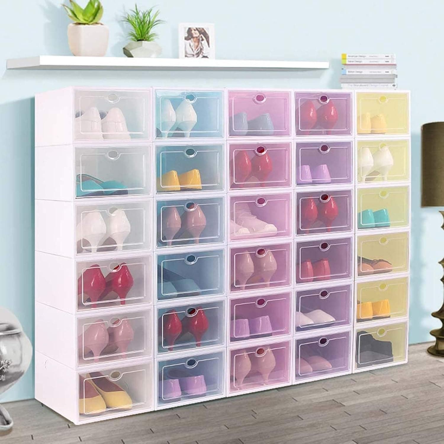 1 Layer Plastic Shoes Storage Box, Stackable Shoe Storage (1 pc / 32x21x12 CM) thumbnail 6