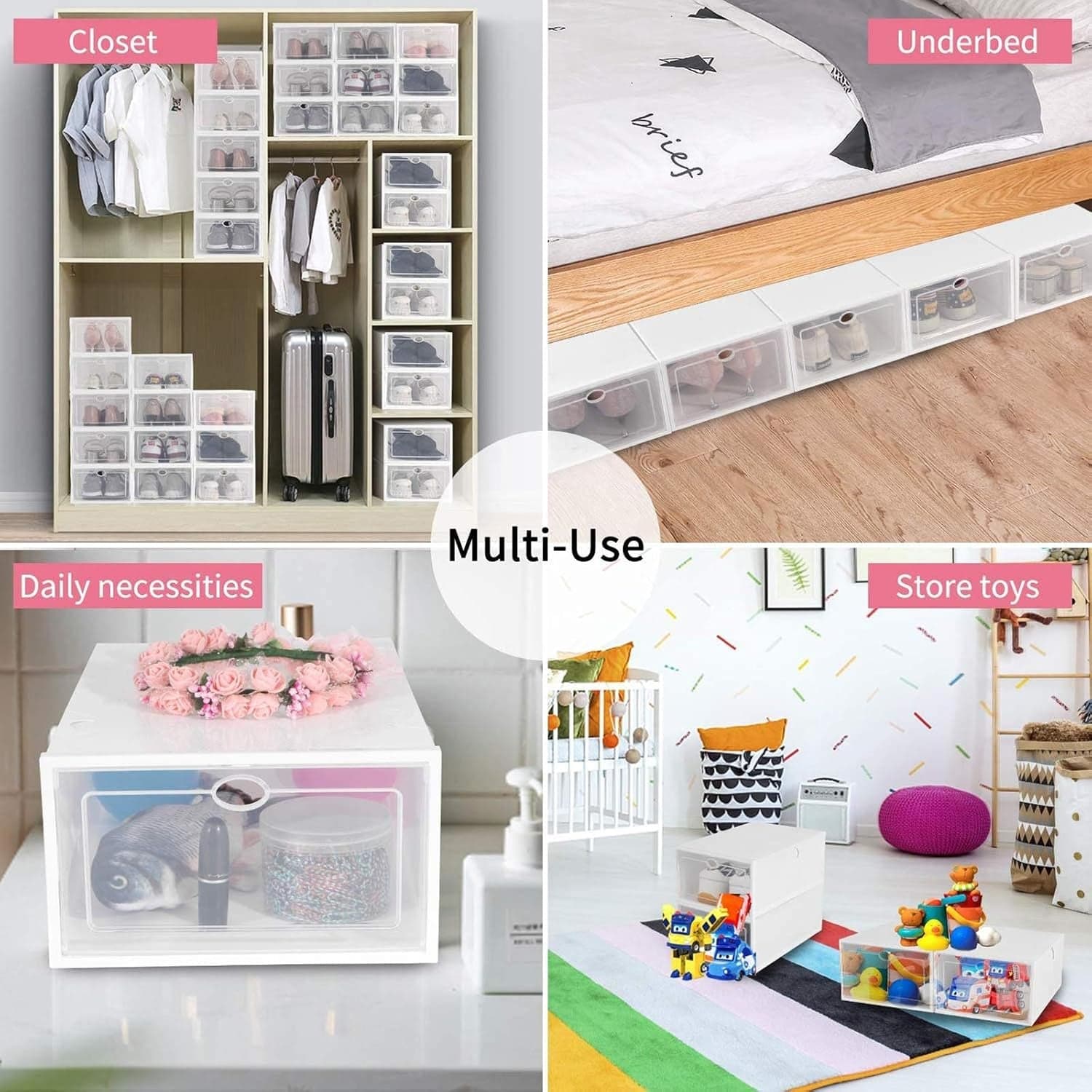 1 Layer Plastic Shoes Storage Box, Stackable Shoe Storage (1 pc / 32x21x12 CM) thumbnail 7