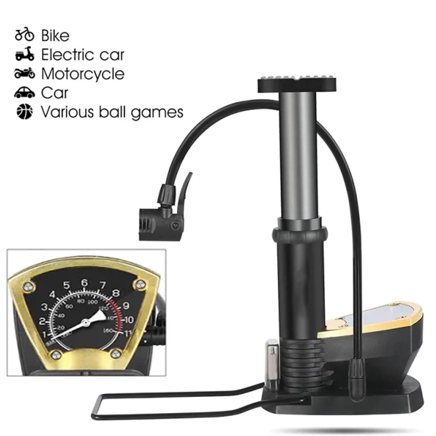 Portable High Pressure Foot Air Pump with Needle (1 Pc) thumbnail 4