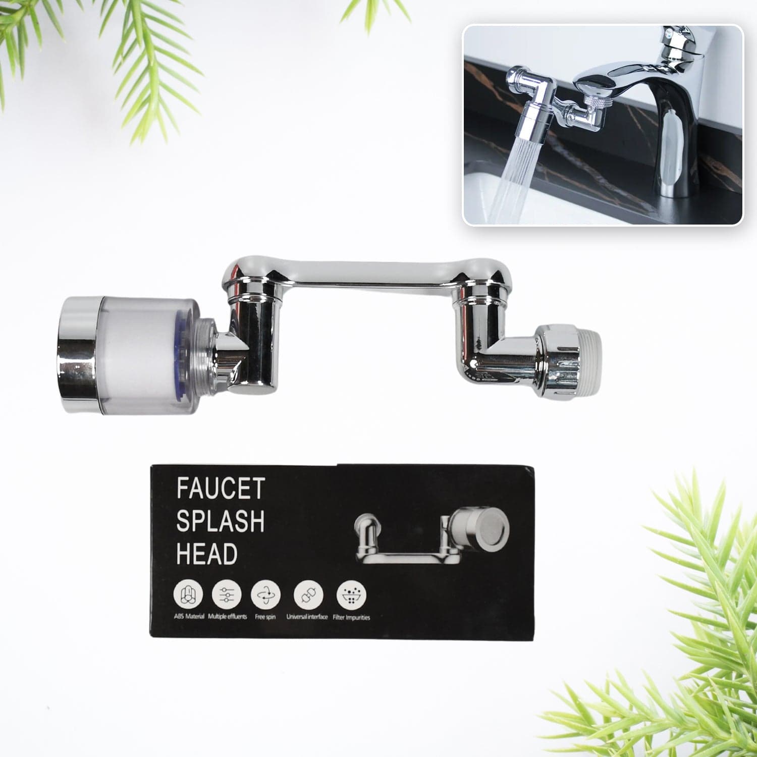 Rotating Splash Filter Faucet Sprayer Head Double O-ring Design For Bathroom Kitchen thumbnail 1