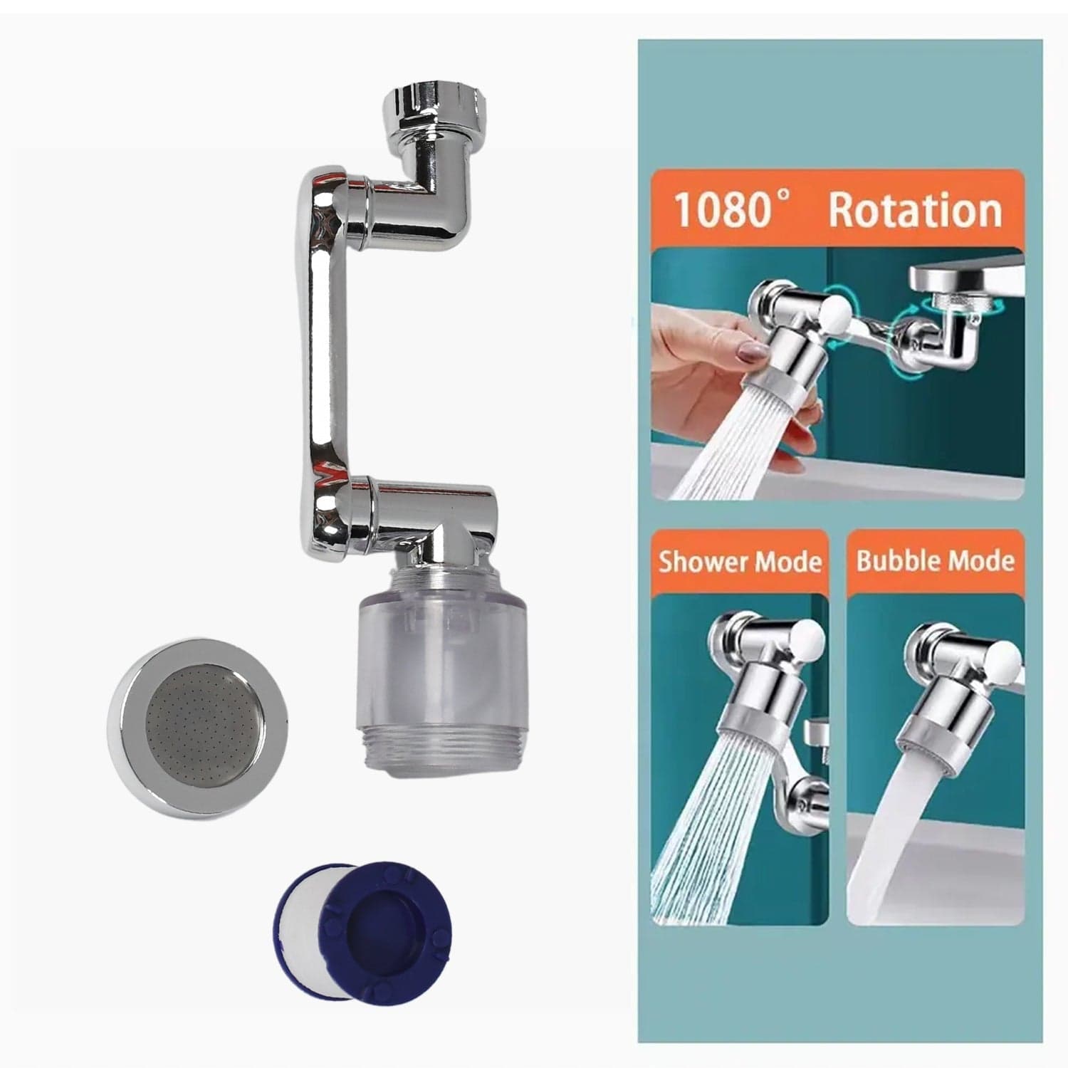 Rotating Splash Filter Faucet Sprayer Head Double O-ring Design For Bathroom Kitchen thumbnail 3