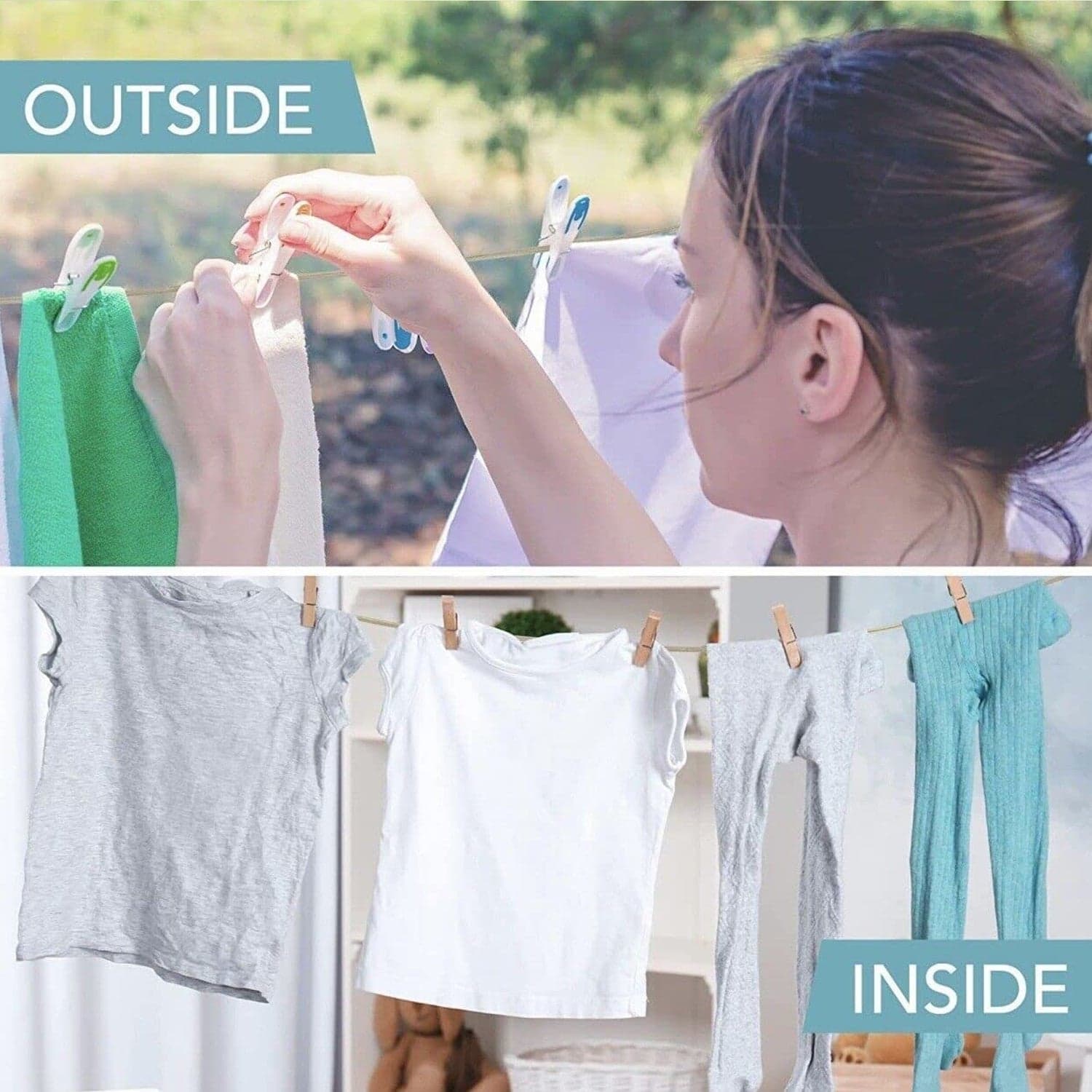 Clothesline Portable Travel Clothesline Adjustable with 2 Plastic Hooks thumbnail 3
