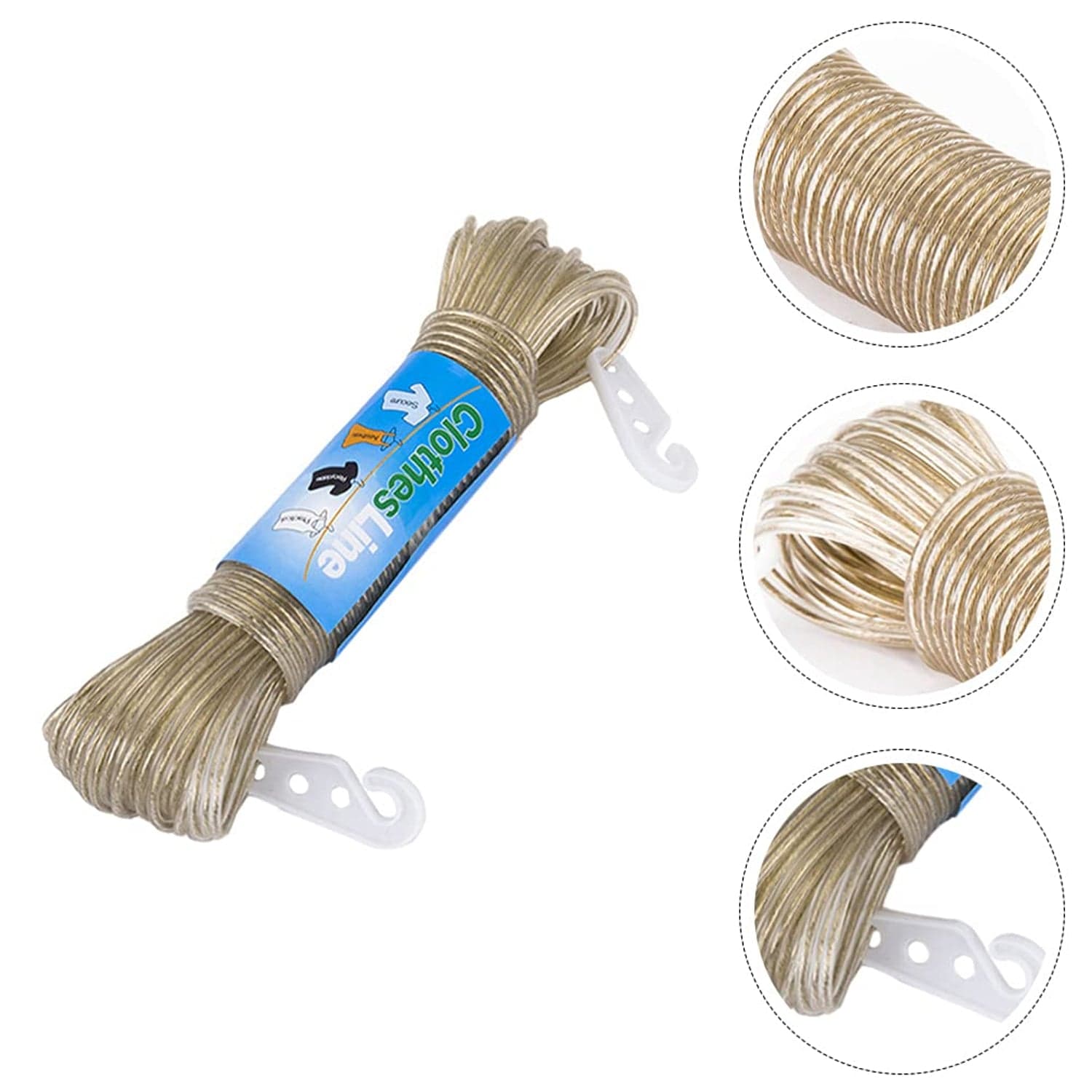 Clothesline Portable Travel Clothesline Adjustable with 2 Plastic Hooks thumbnail 6