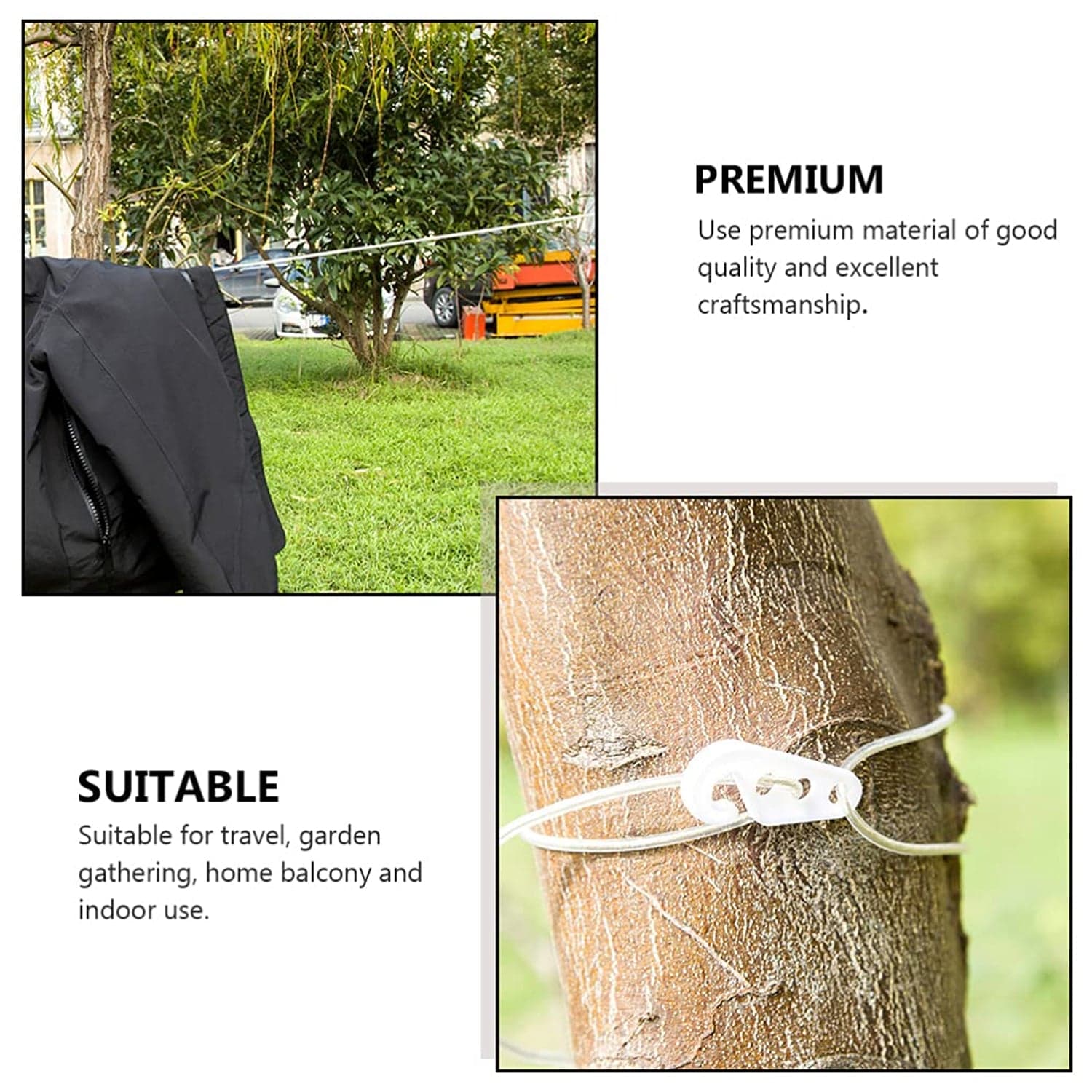Clothesline Portable Travel Clothesline Adjustable with 2 Plastic Hooks thumbnail 7