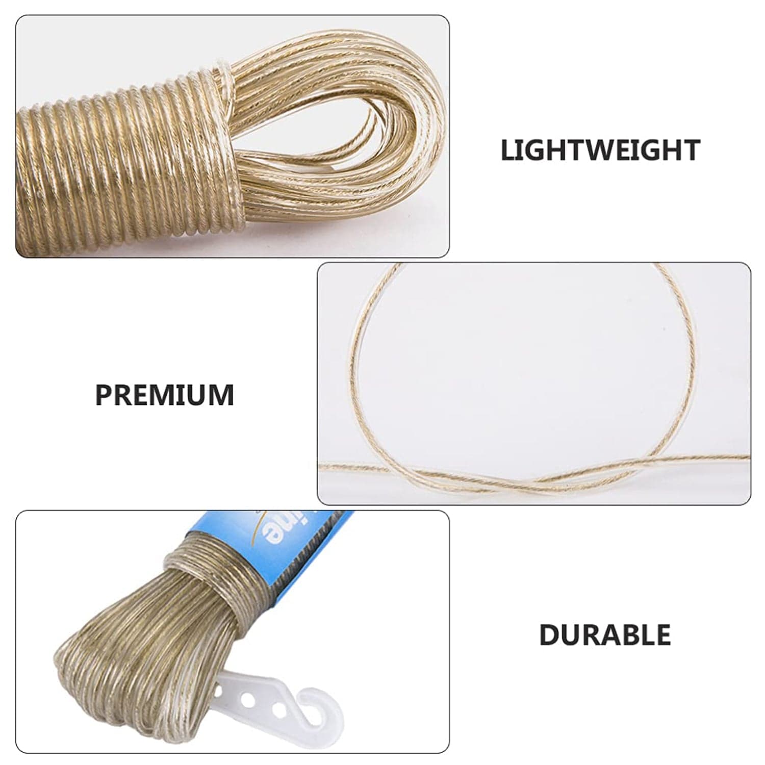 Clothesline Portable Travel Clothesline Adjustable with 2 Plastic Hooks thumbnail 8