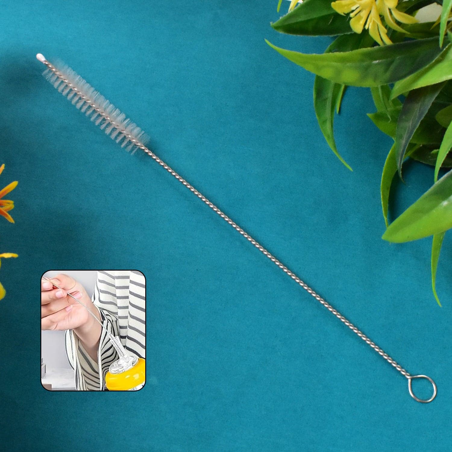 Stainless Steel Straw Cleaning Brush Drinking Pipe (20 Cm / 1 Pc) thumbnail 1