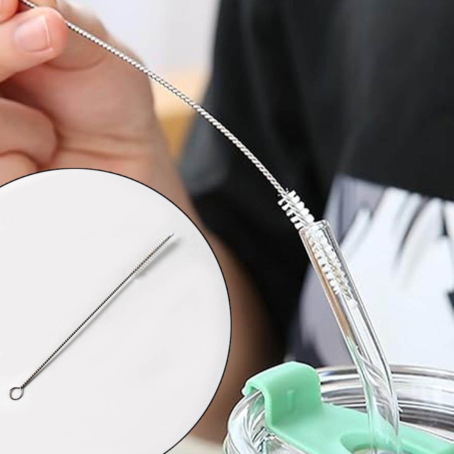Stainless Steel Straw Cleaning Brush Drinking Pipe (20 Cm / 1 Pc) thumbnail 4