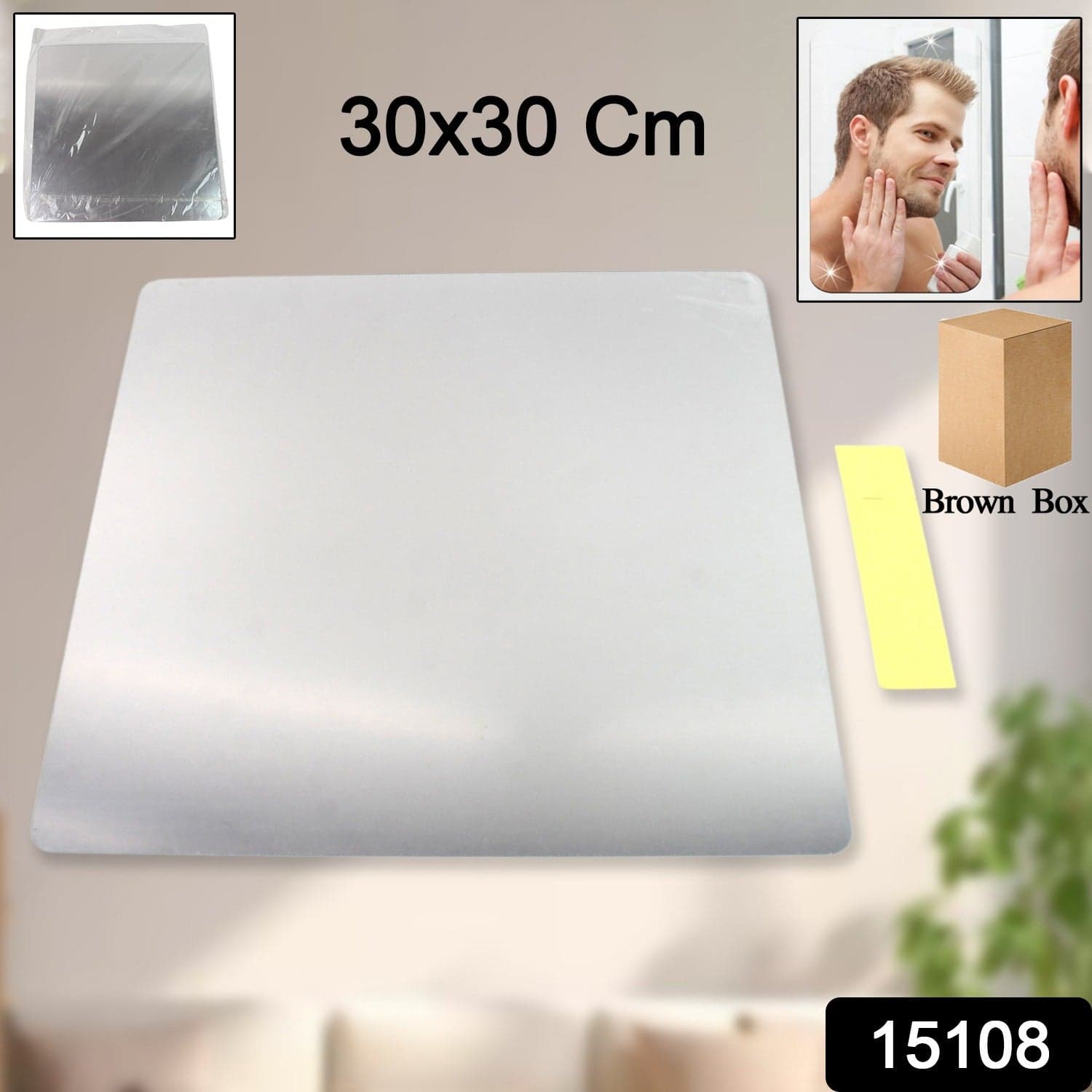 Plastic Square 3D Mirror Wall Stickers (1 Pc / 30x30 Cm) thumbnail 2