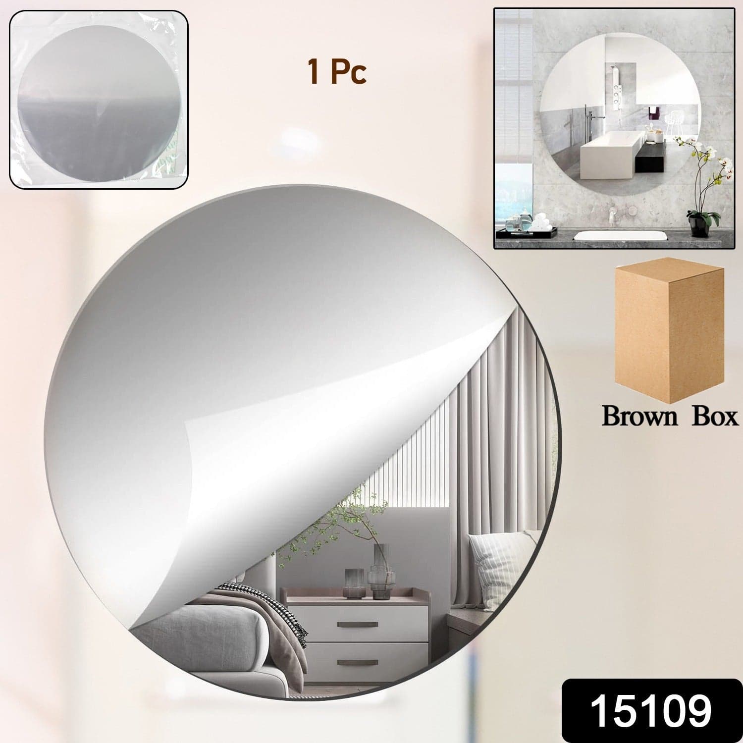 Plastic Square 3D Mirror Wall Stickers (1 Pc) thumbnail 2