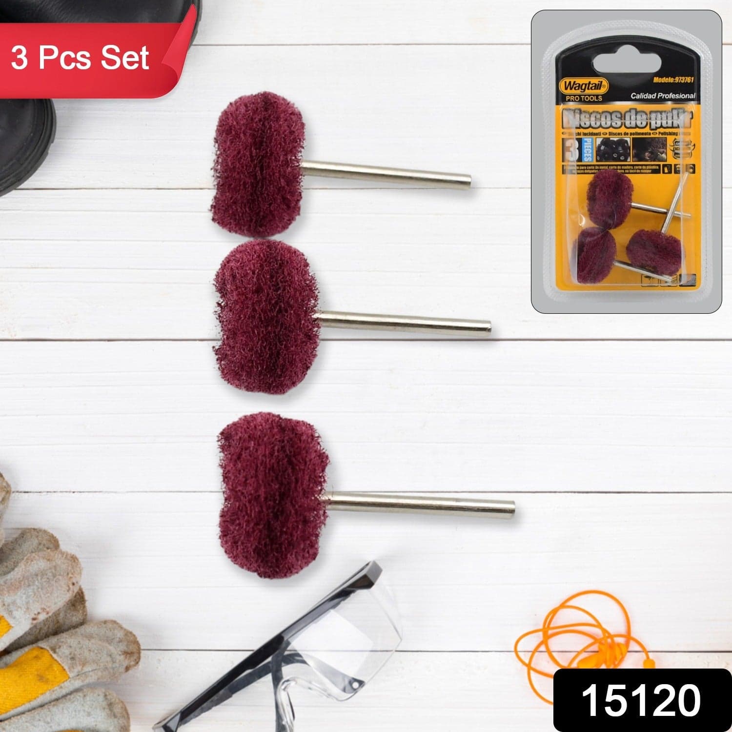 Abrasive Buffing Polishing Wheel Set (3 Pcs) thumbnail 2