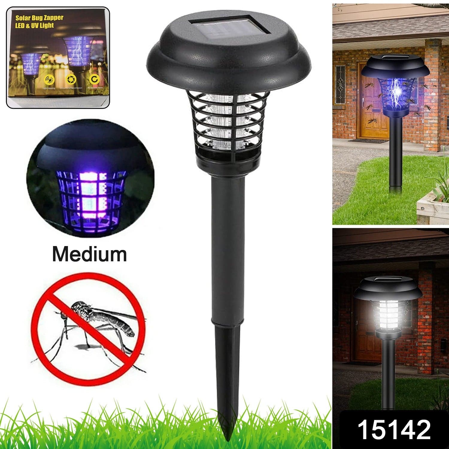 Medium Garden Solar Powered LED Mosquito Trap / Bug Zapper (1 Pc) thumbnail 2