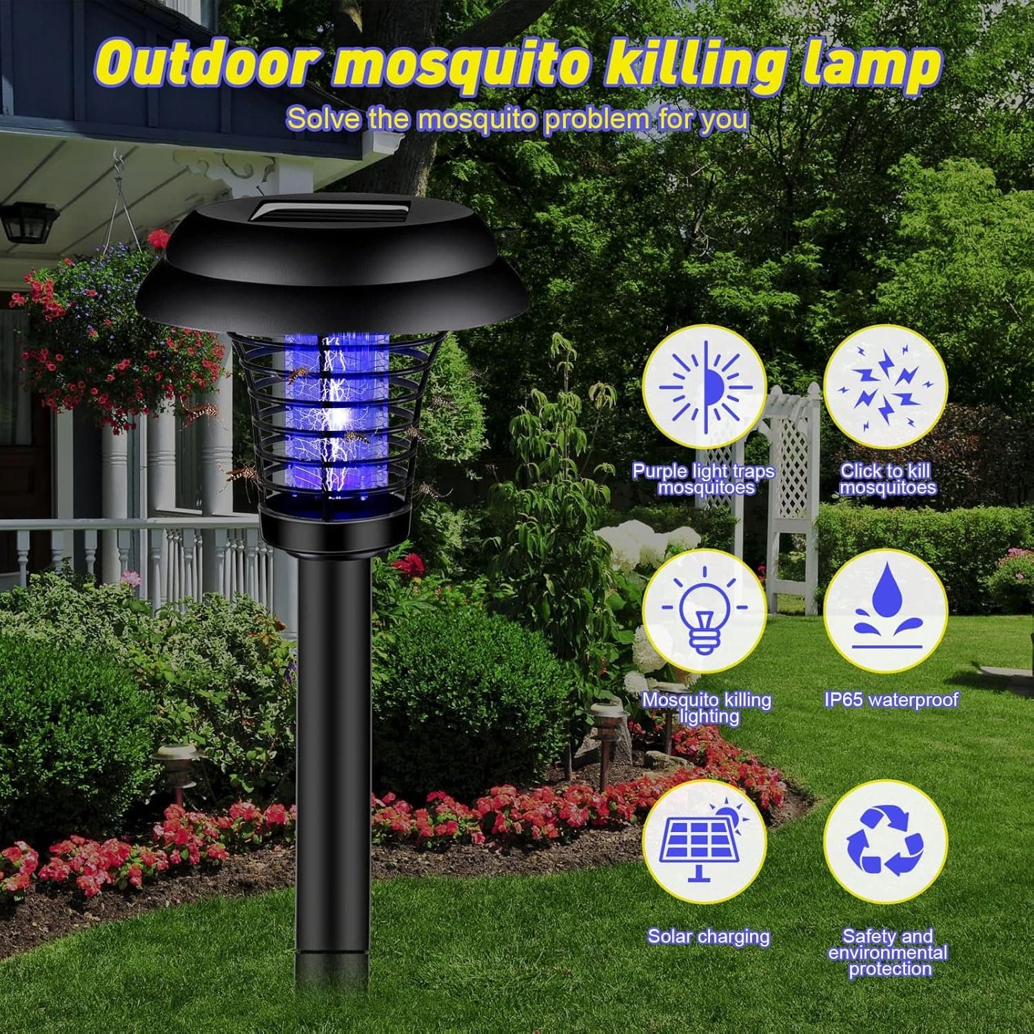 Medium Garden Solar Powered LED Mosquito Trap / Bug Zapper (1 Pc) thumbnail 7