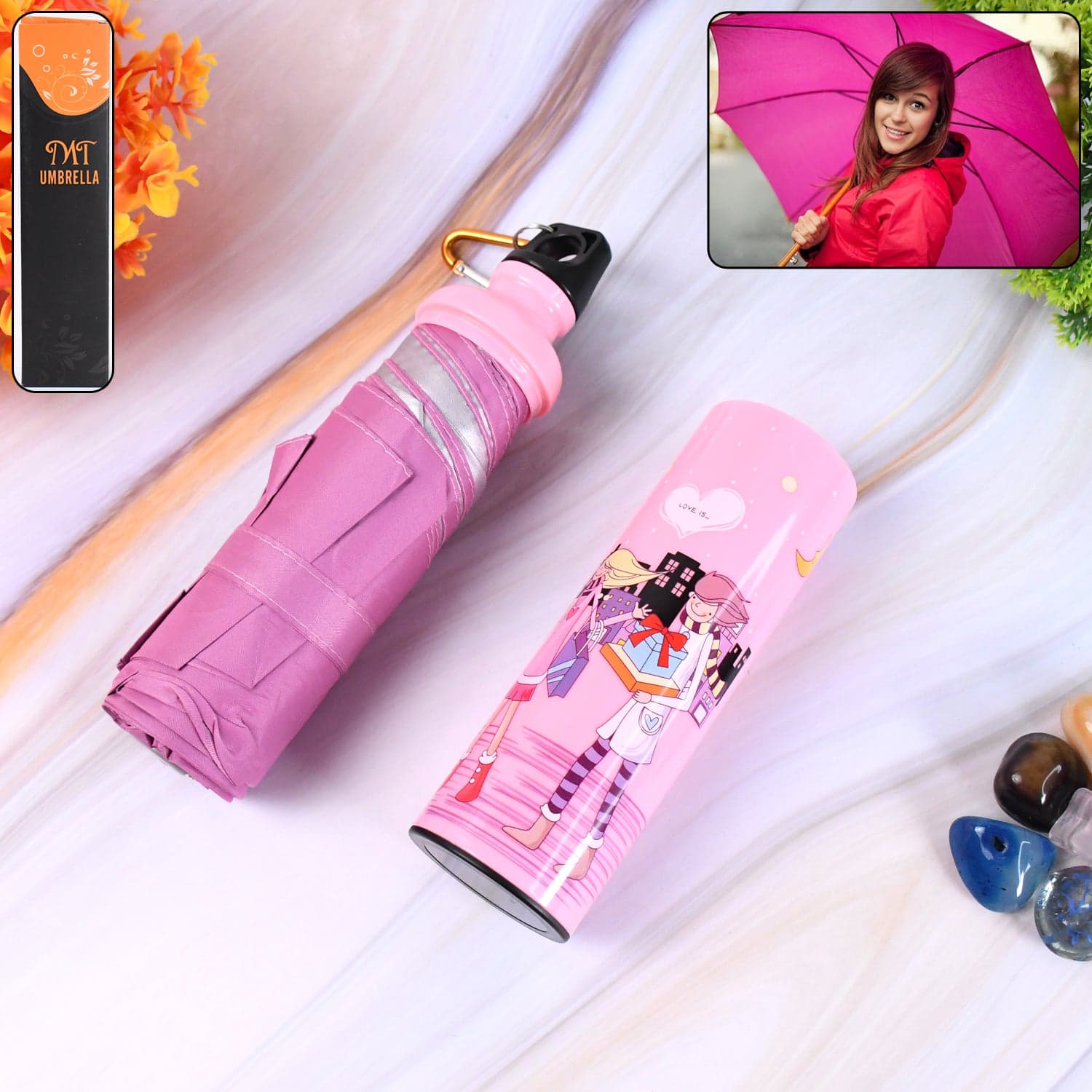 4 Fold Foldable Bottle Summer Umbrella for On-the-Go (1 Pc / Mix Color) thumbnail 1