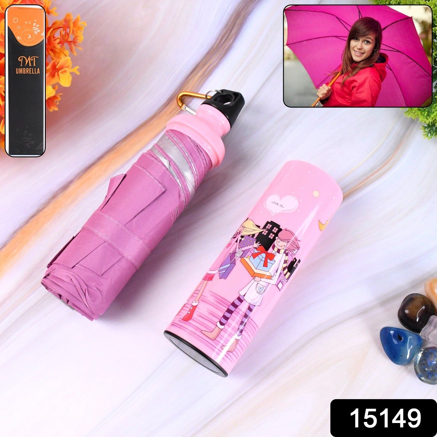 4 Fold Foldable Bottle Summer Umbrella for On-the-Go (1 Pc / Mix Color) thumbnail 2