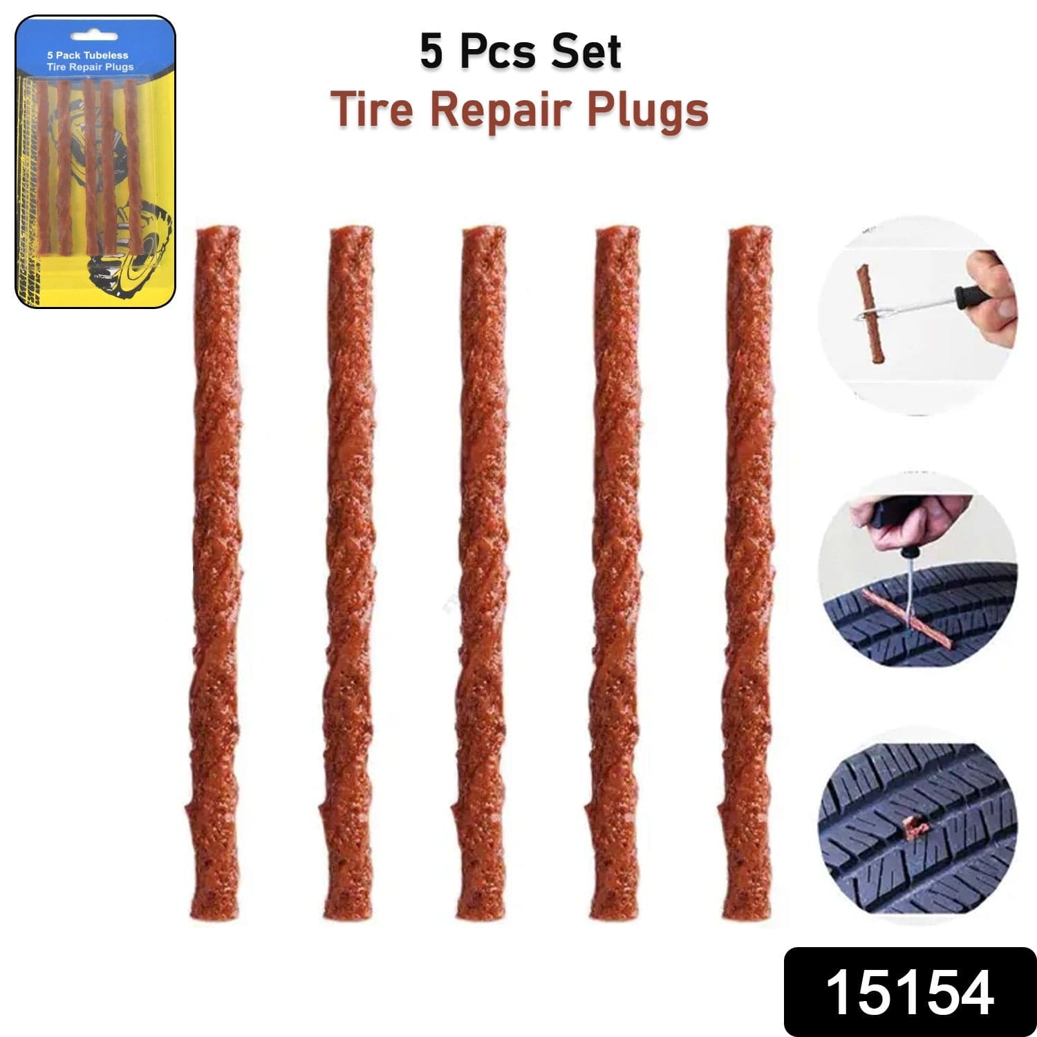 Tyre Repair Brown Emergency Puncture Seal Strips (5 Pcs Set) thumbnail 2