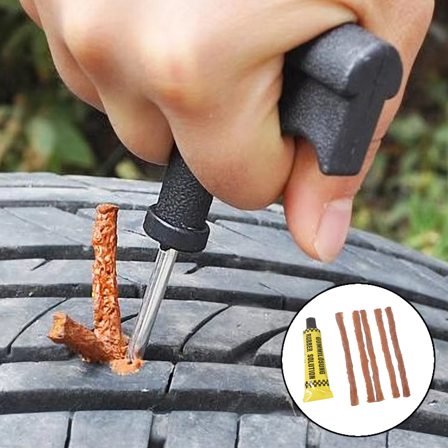 Portable Tire Repair Kit Tyre Repairing Tool Set with Box (13 Pcs Set) thumbnail 3