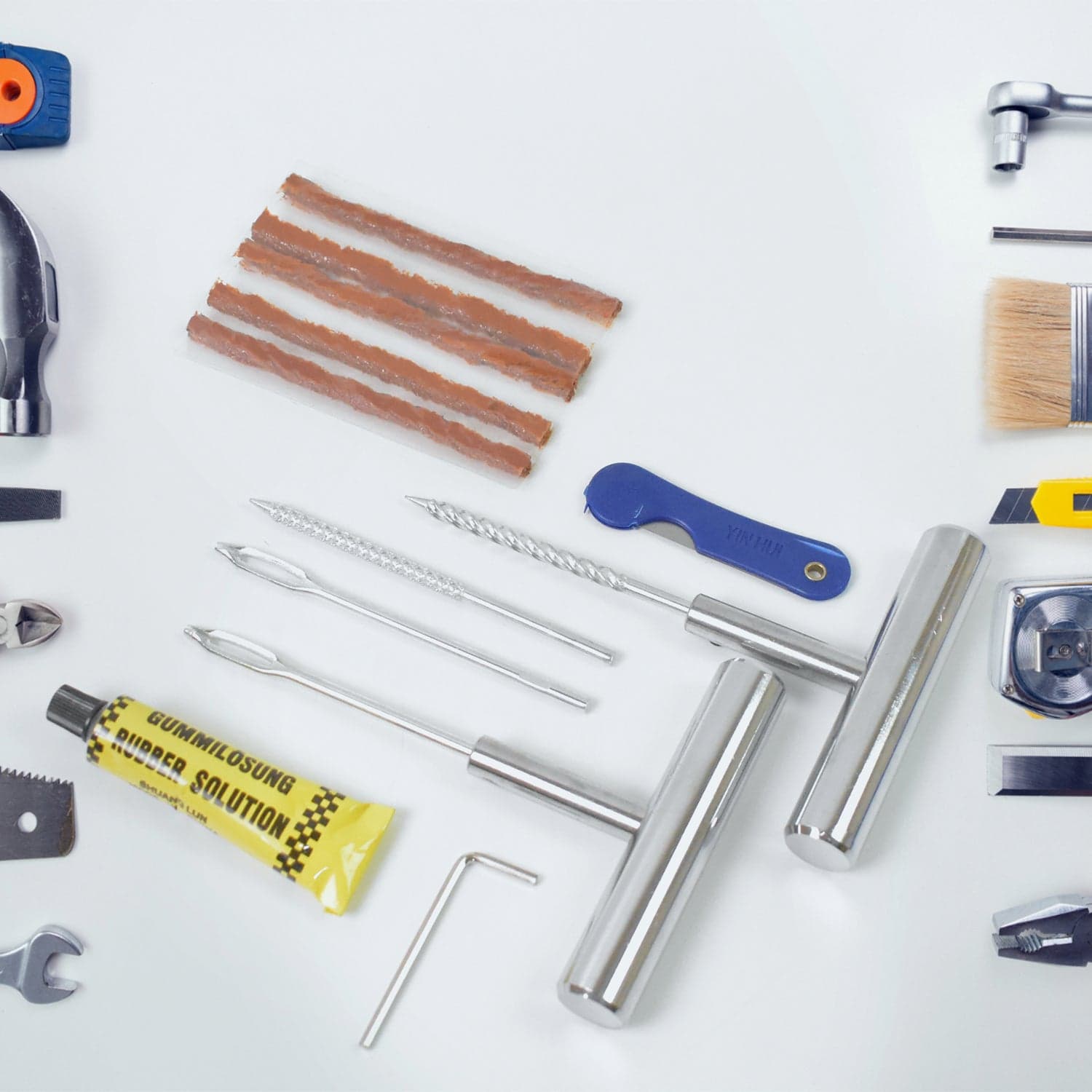 Portable Tire Repair Kit Tyre Repairing Tool Set with Box (13 Pcs Set) thumbnail 4